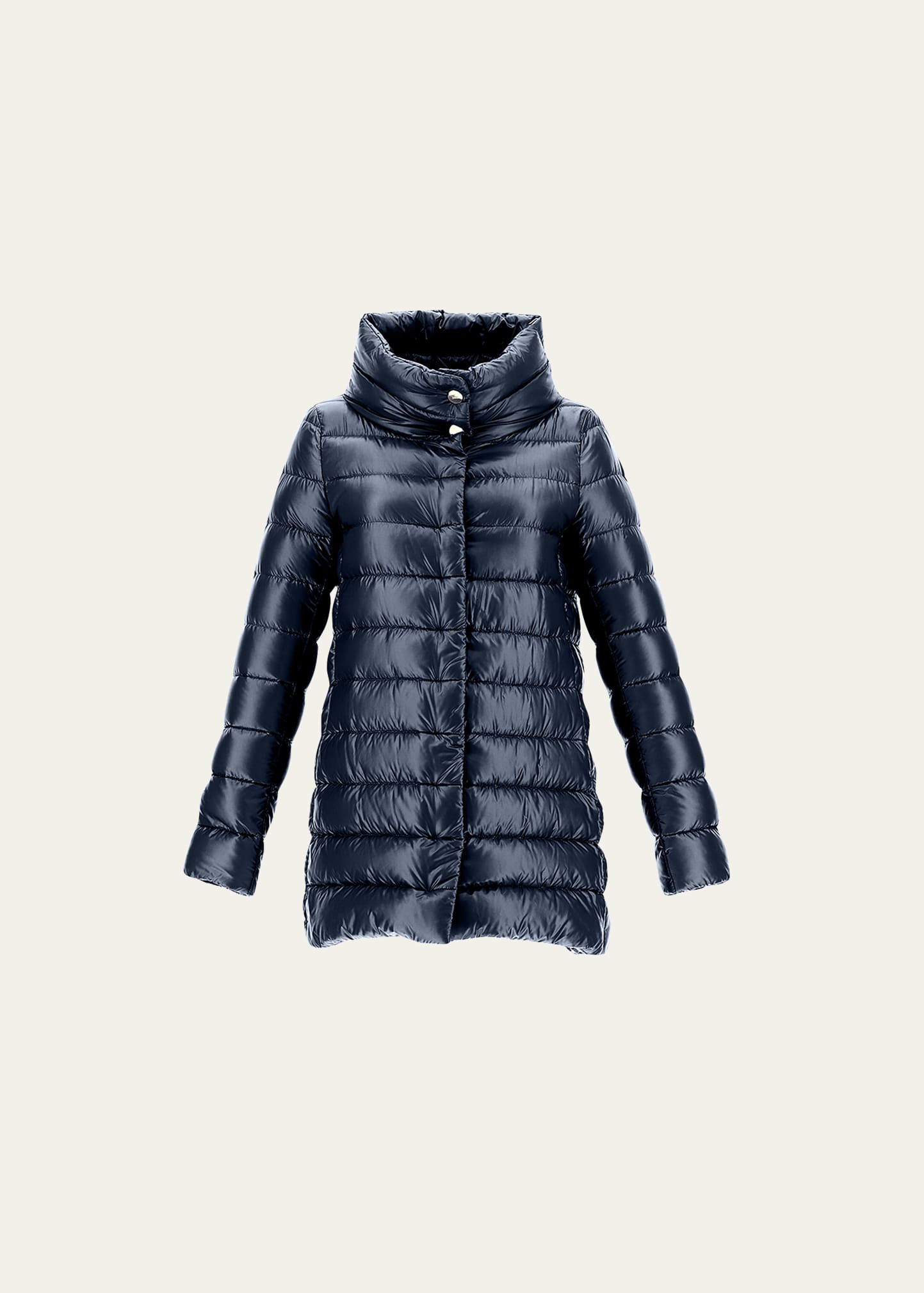 Shop Herno Ribbed High-low Down Puffer Jacket In Navy