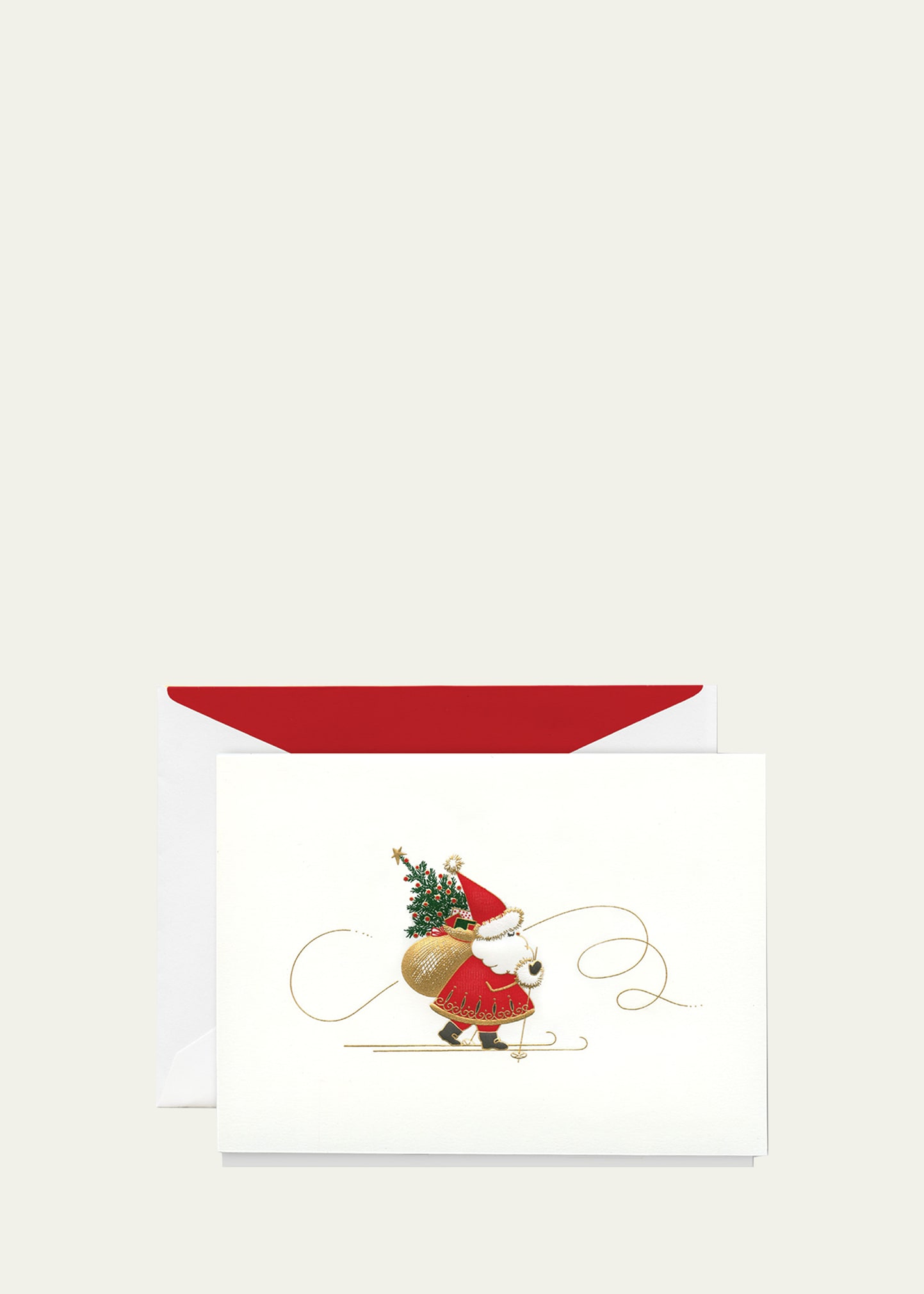 Santa On Skis Holiday Greeting Cards & Envelopes, Box of 10