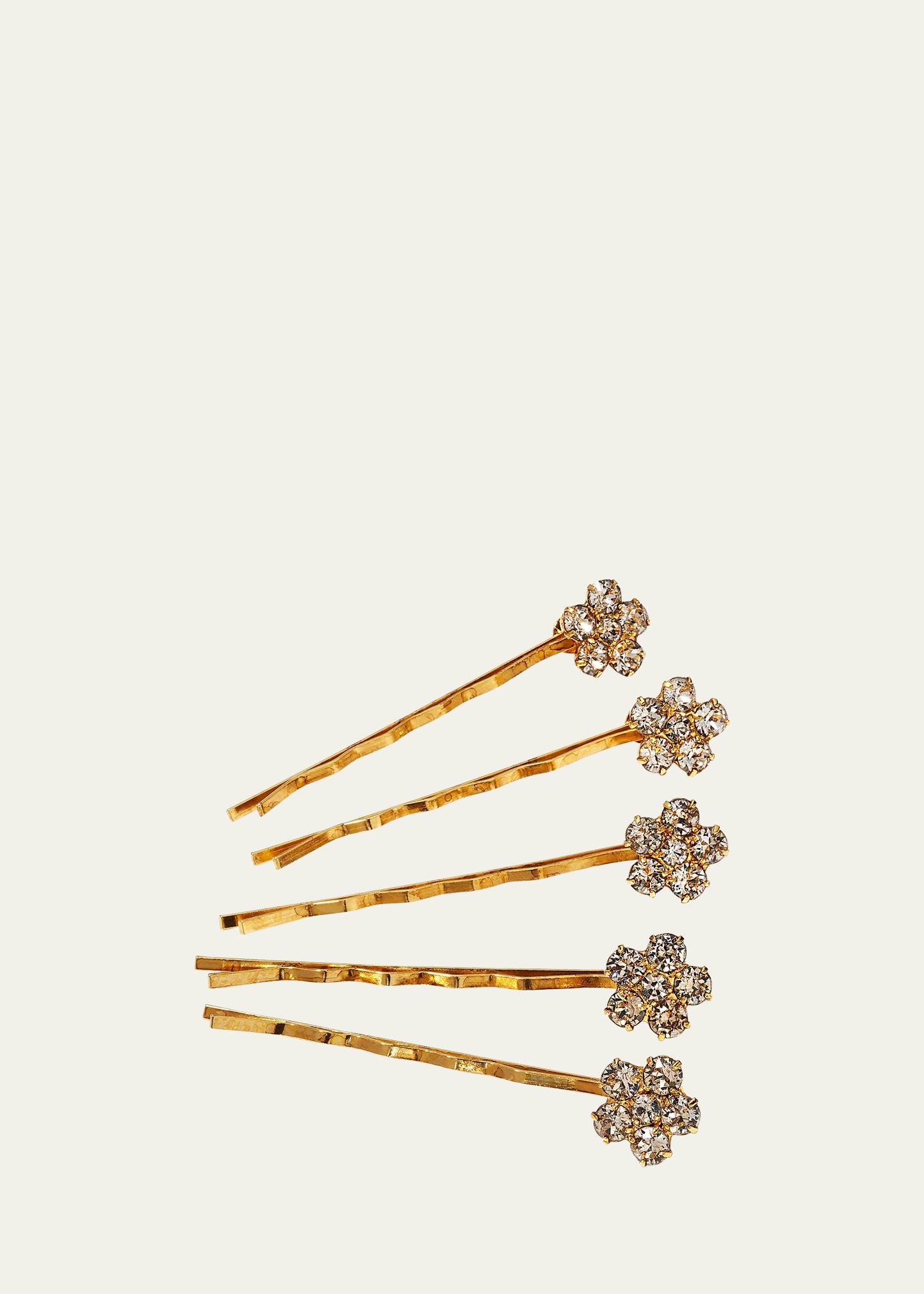 Jennifer Behr Violet Swarovski Crystal Floral Bobby Pins 