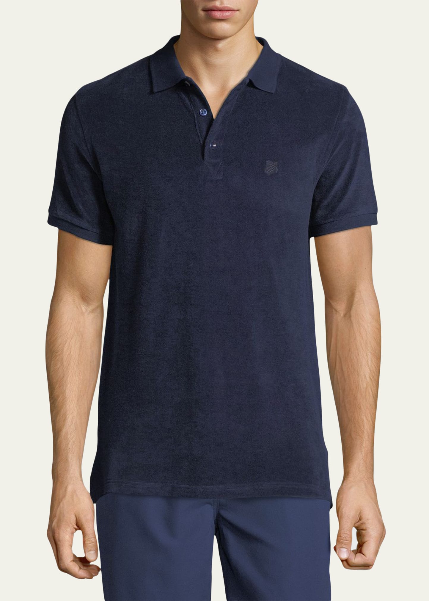 Vilebrequin Phoenix Slim-fit Cotton-blend Terry Polo Shirt In Blue