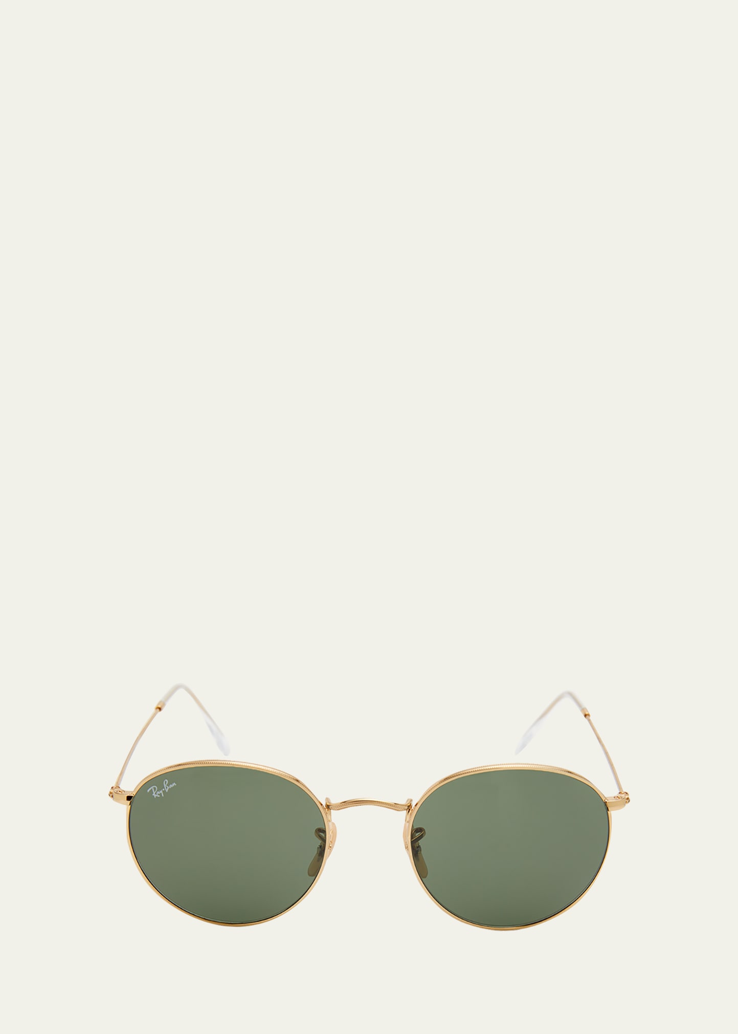 Ray Ban Round Monochromatic Metal Sunglasses In Gold / Green