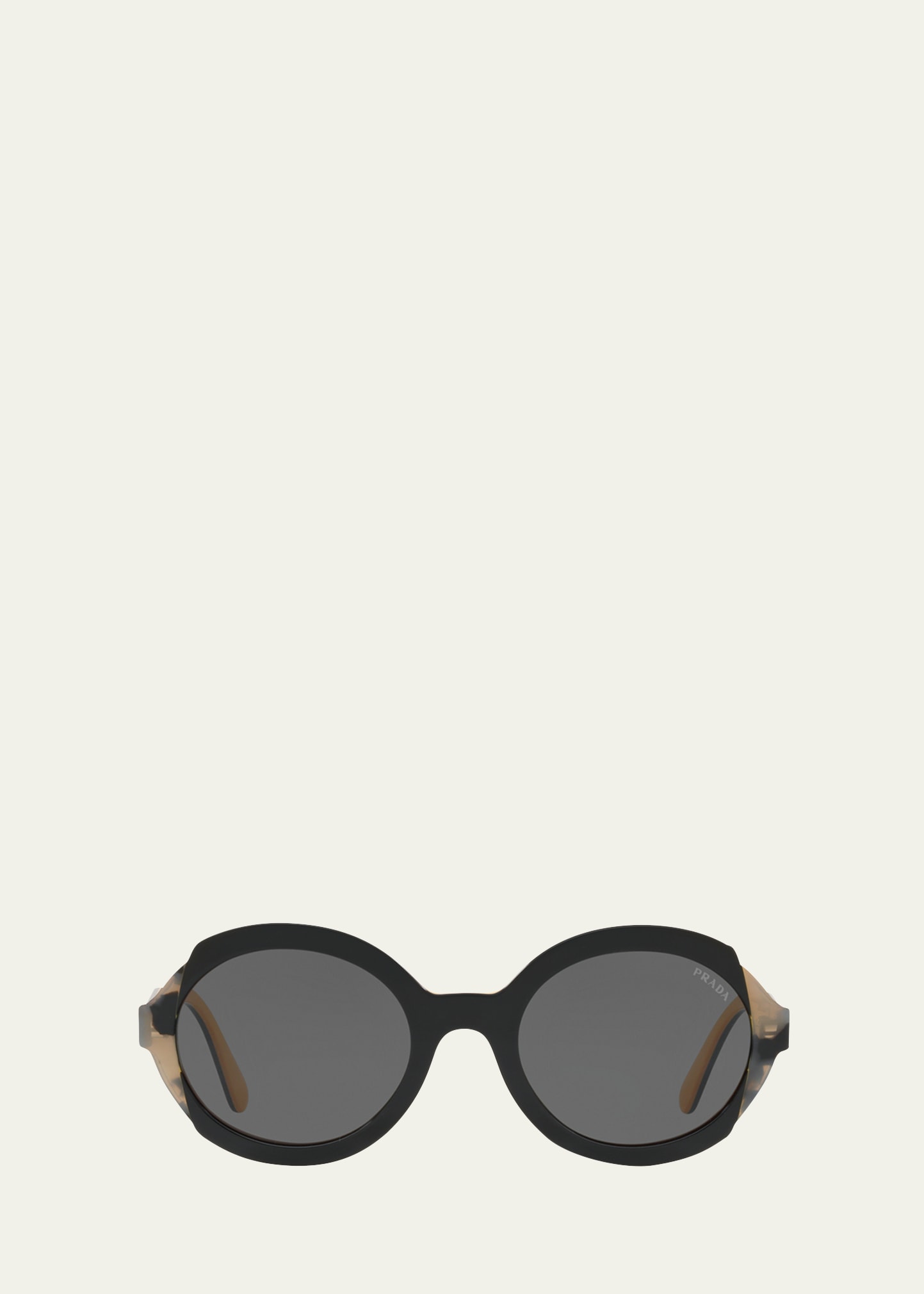 Prada Mirrored Acetate Sunglasses In Black / Havana