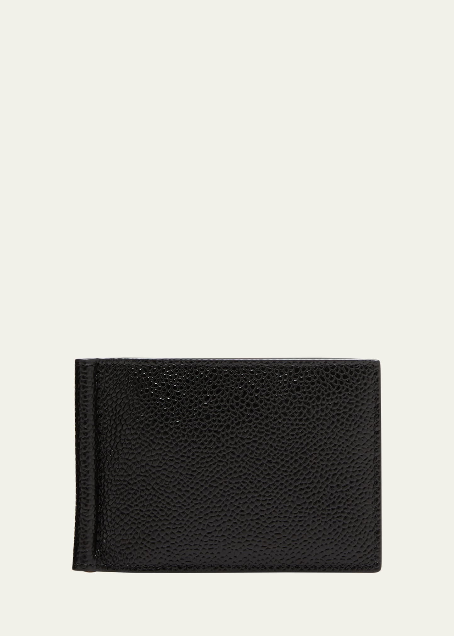 Thom Browne Men's Pebble Grain Leather Money Clip Wallet In Black