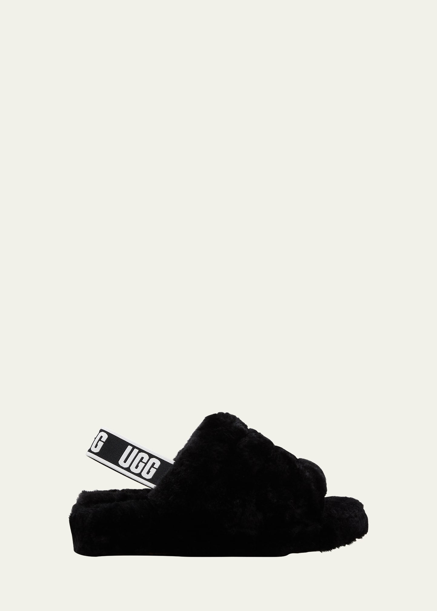 Ugg Fluff Yeah Slipper In Black In Natural