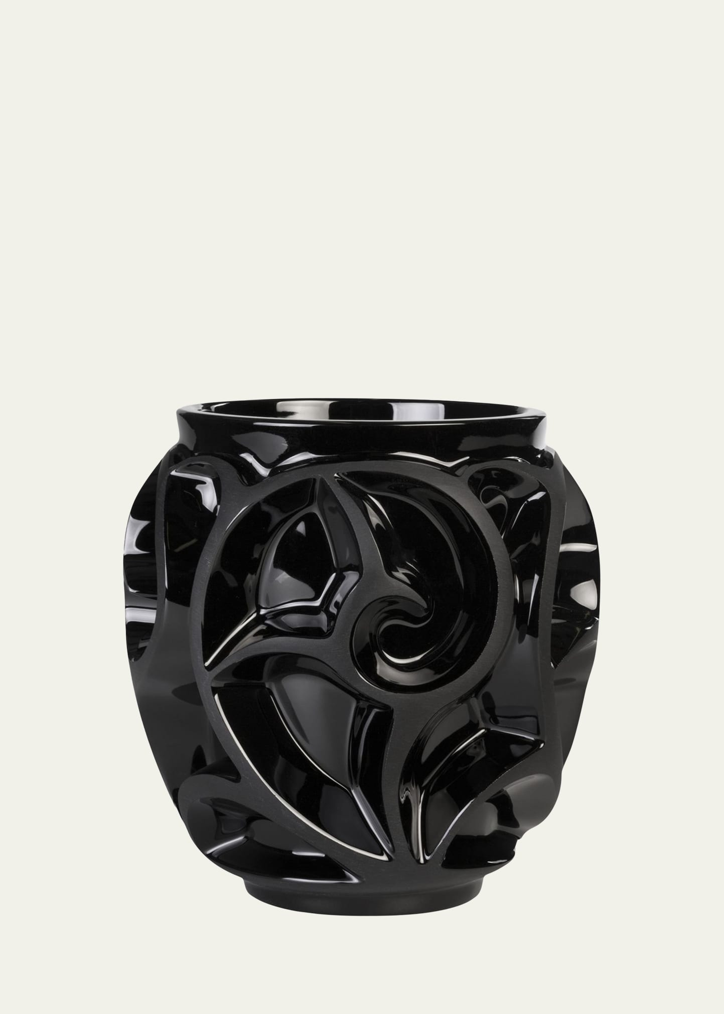 Lalique Tourbillons Crystal Vase In Black