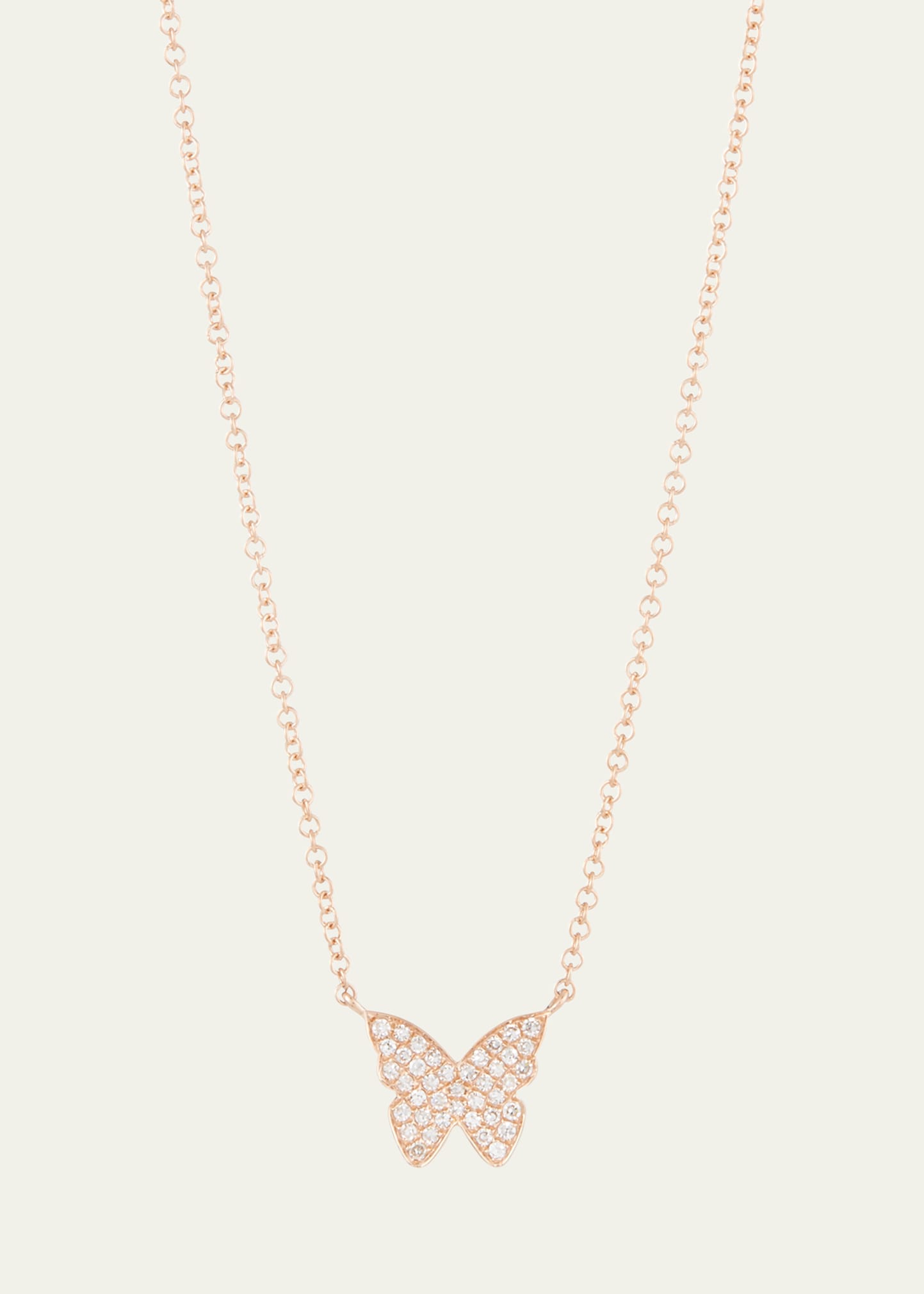 14k Rose Gold Diamond Butterfly Necklace