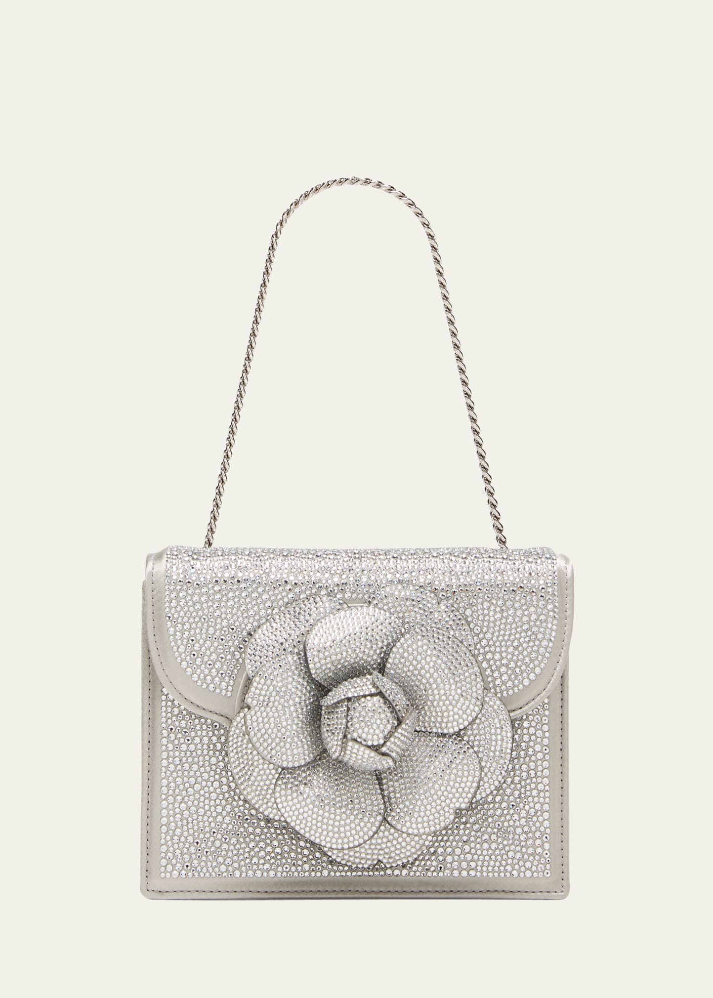 Oscar de la Renta Mini Flower Crystal-Embellished Crossbody Bag