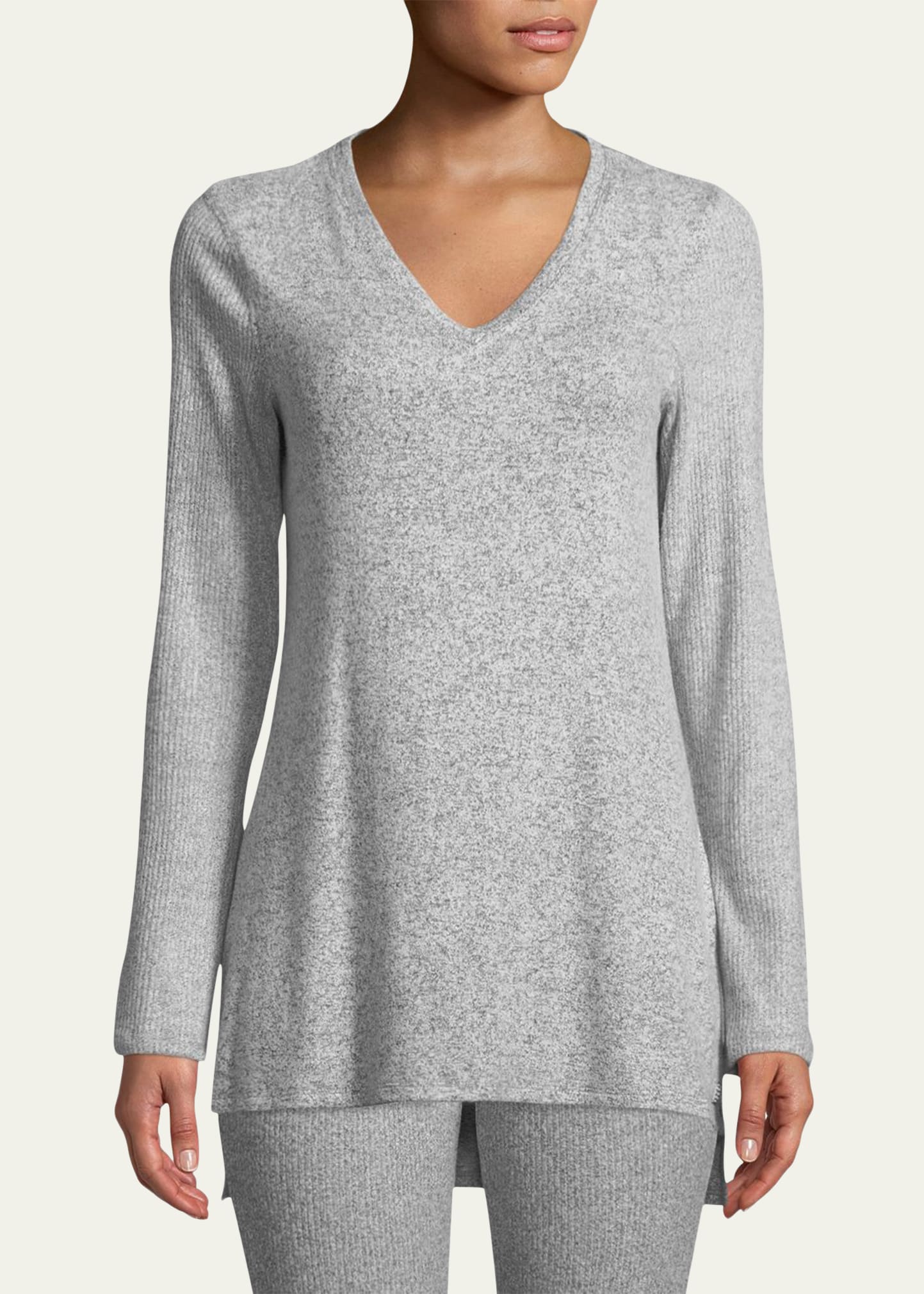 Natori Ulla Rib-knit Lounge Tunic In Blk
