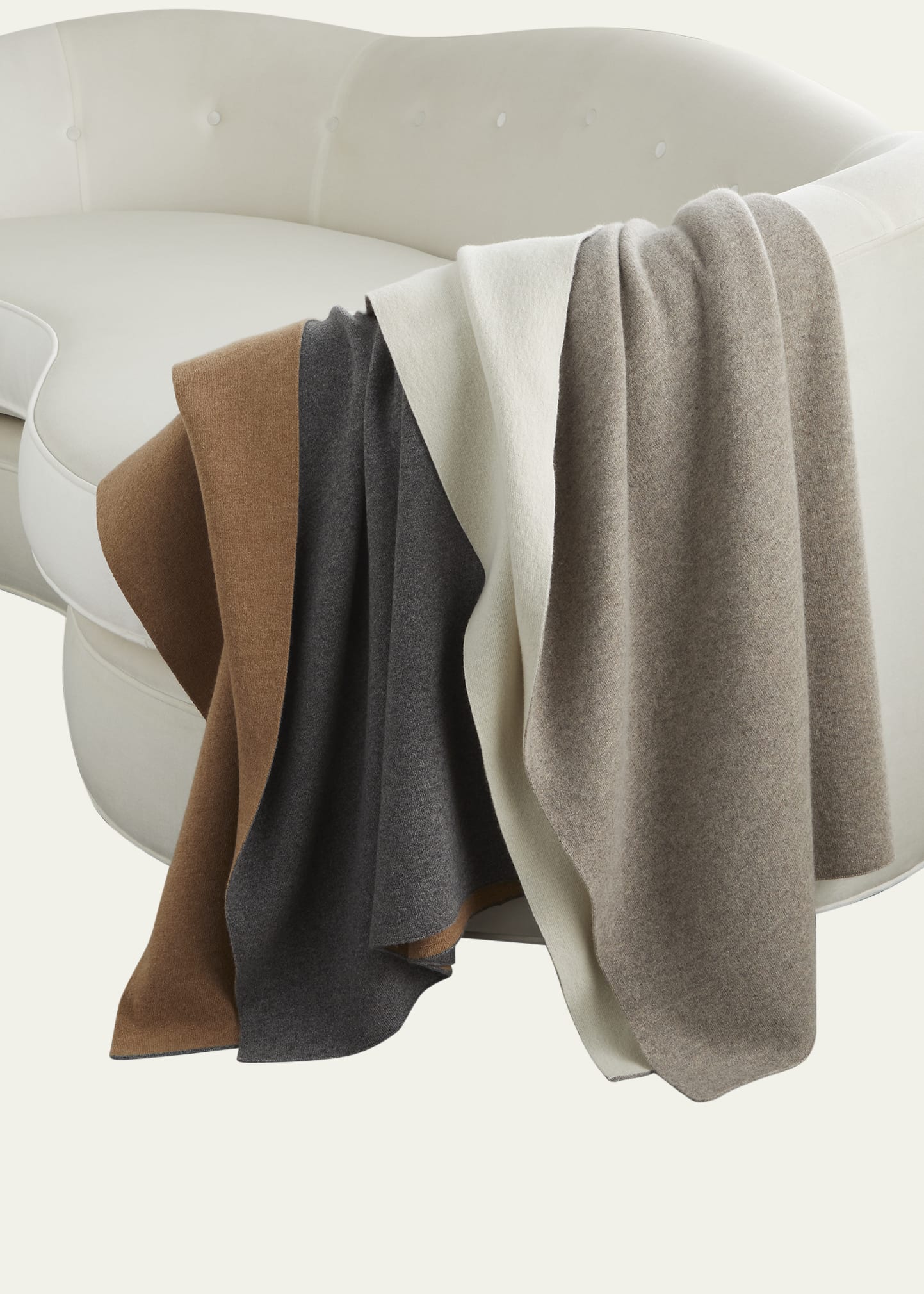Sofia Cashmere Double-face Cashmere Throw In Neutral
