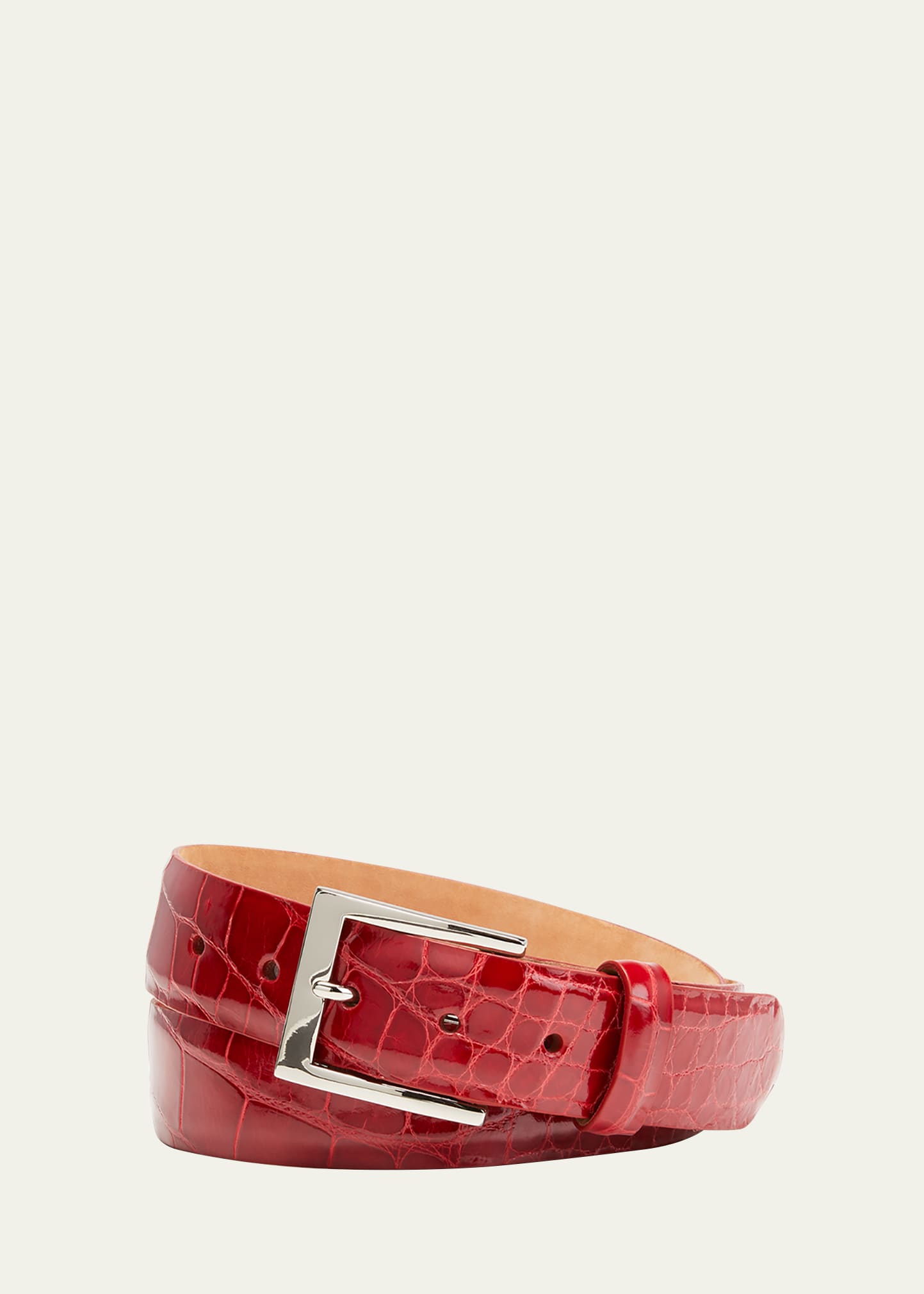 W. Kleinberg Men's American Alligator Belt In Burgundy
