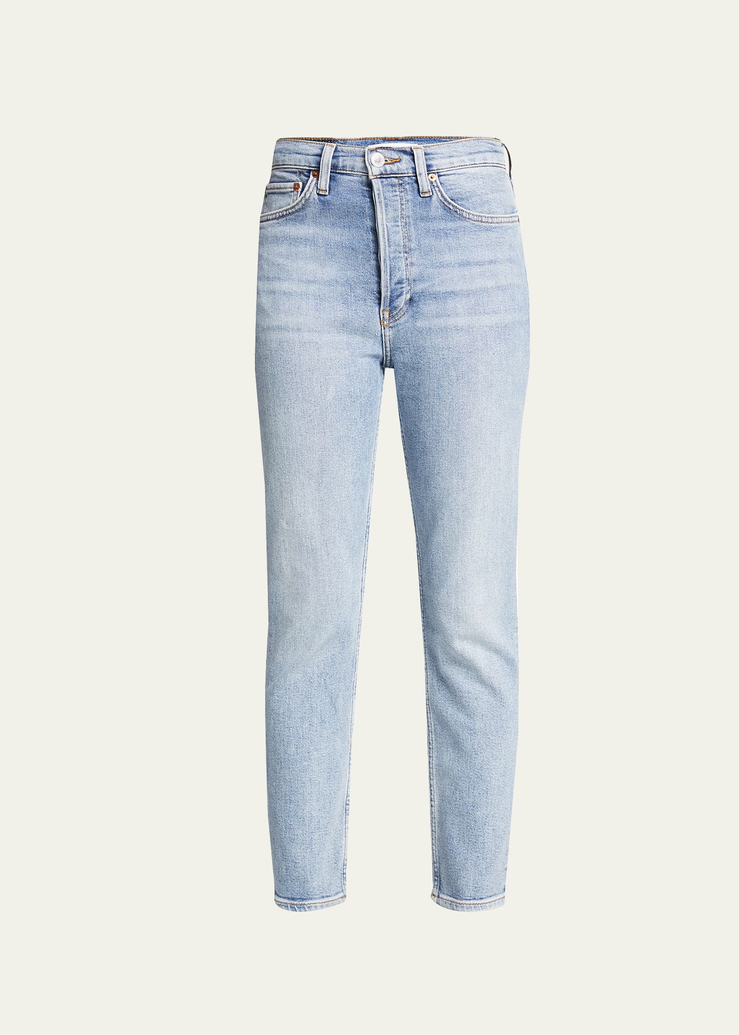 Shop Re/done High-rise Skinny Ankle Cropped Jeans In Mid 90s