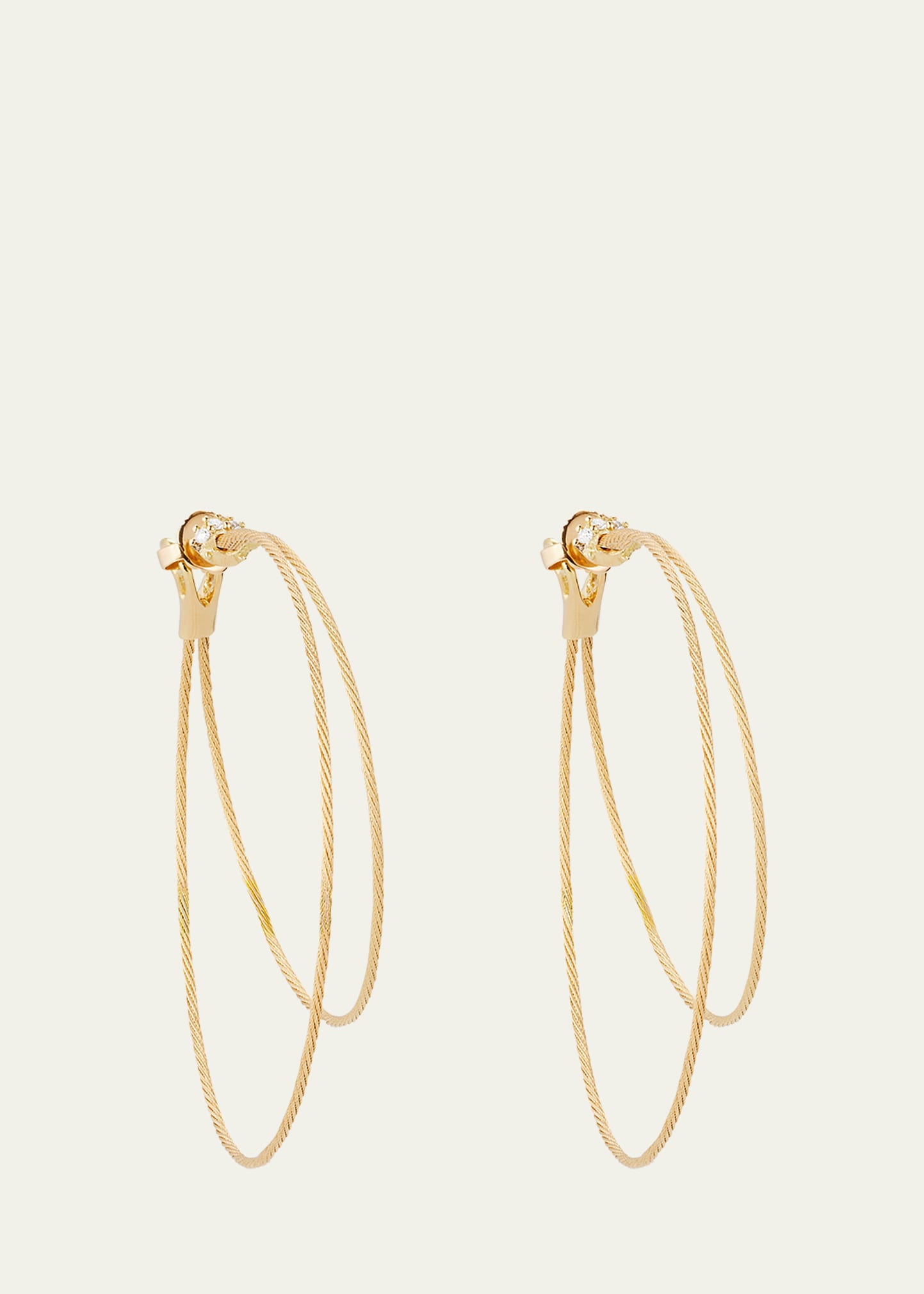 18K Yellow Gold Double Unity Hoop Earrings w/ Diamond Cluster