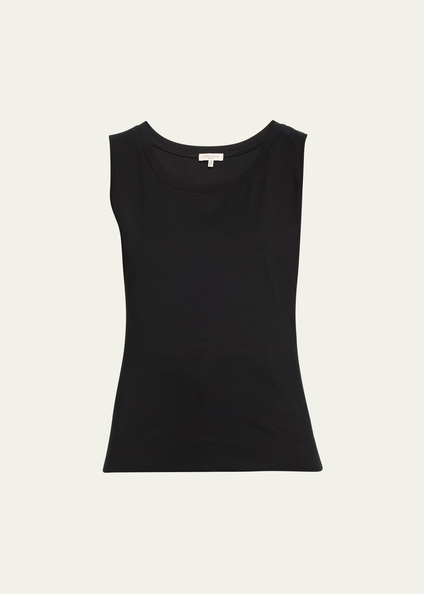Lafayette 148 Stretch Cotton Scoop Neck Tank In Black