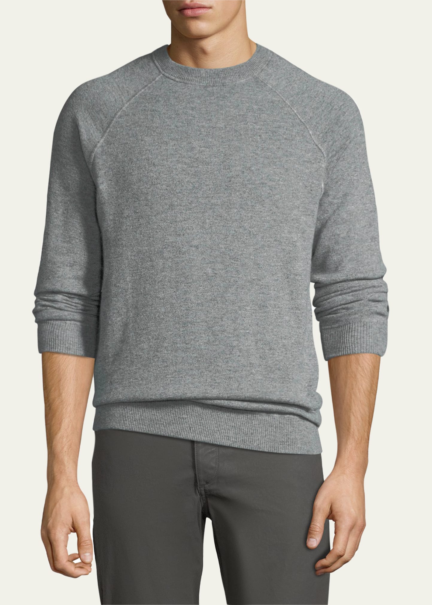 Loro Piana Men's Silverstone Cashmere Raglan Sweater In Gray