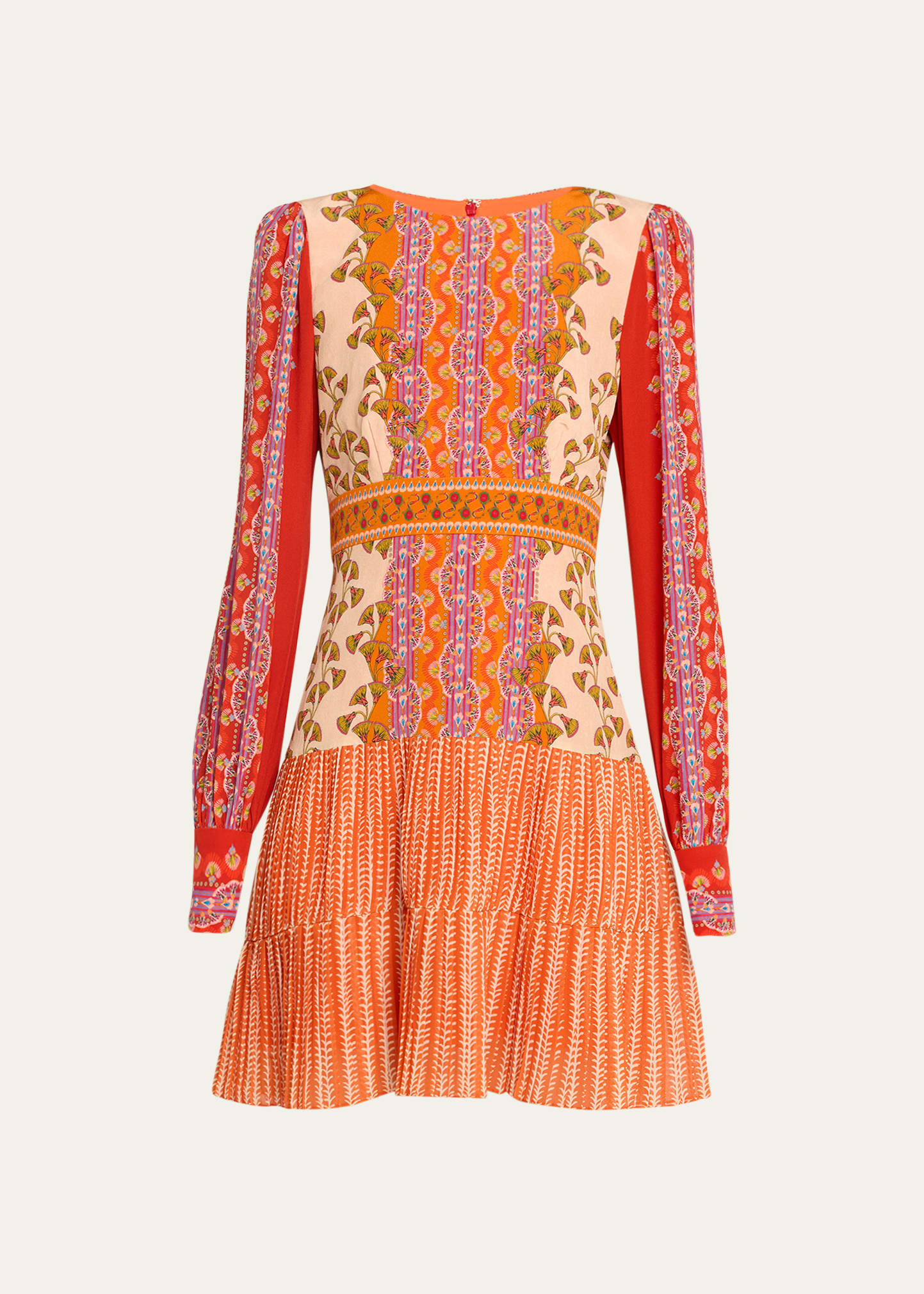 Saloni Vera Mixed-print Flounce Midi Dress In 20572058 Papyrus