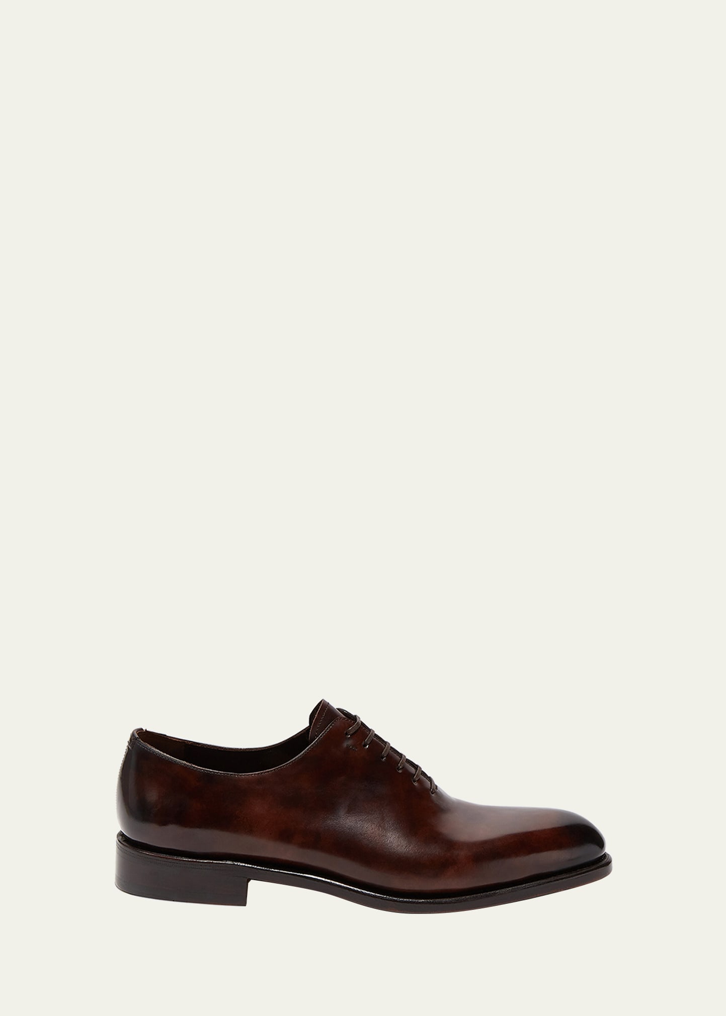 Men's Angiolo Tramezza Whole-Cut Leather Lace-Up Shoes