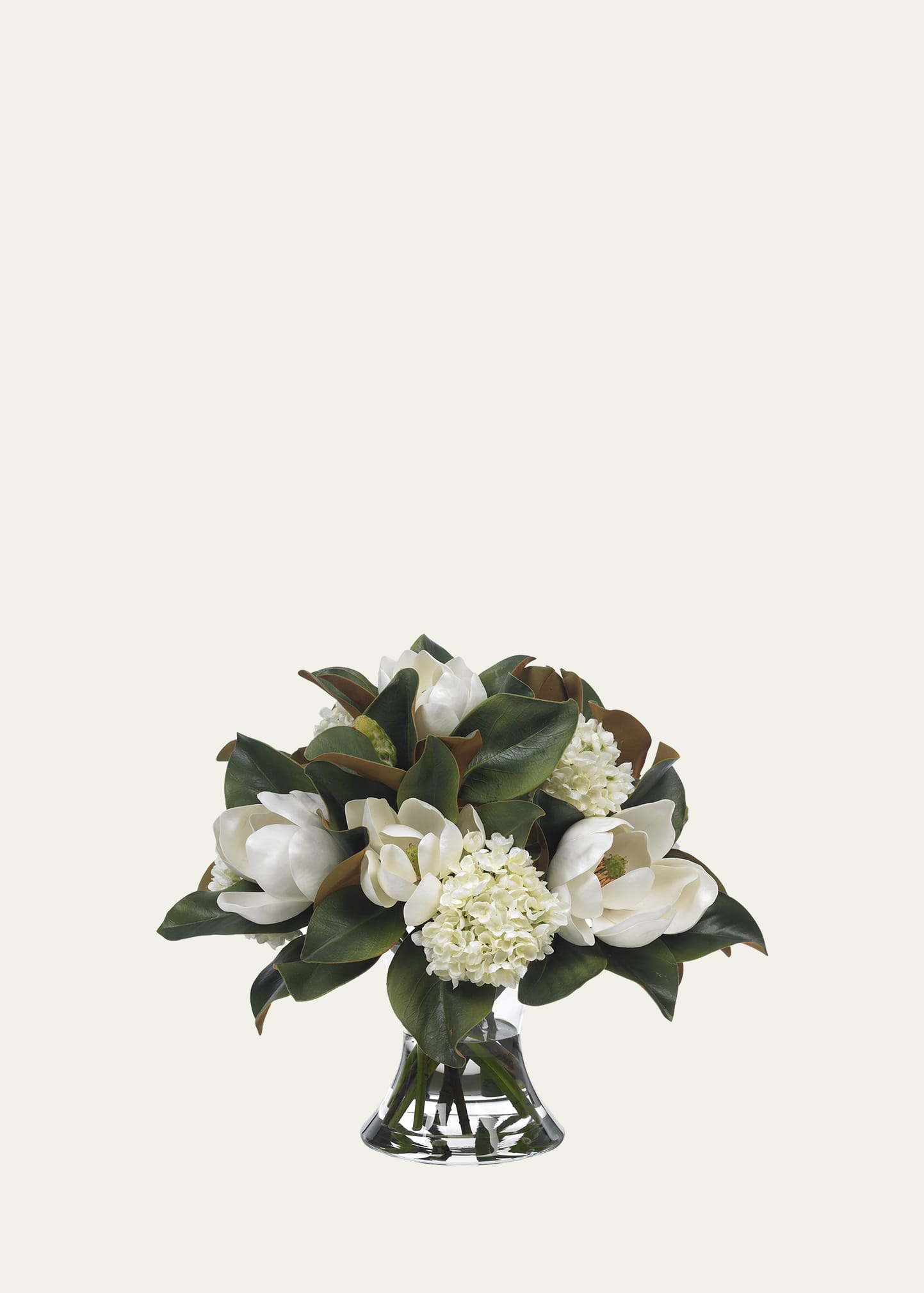 Diane James Large Magnolia & Hydrangea 18" Faux Florals In Glass Vase In Multi