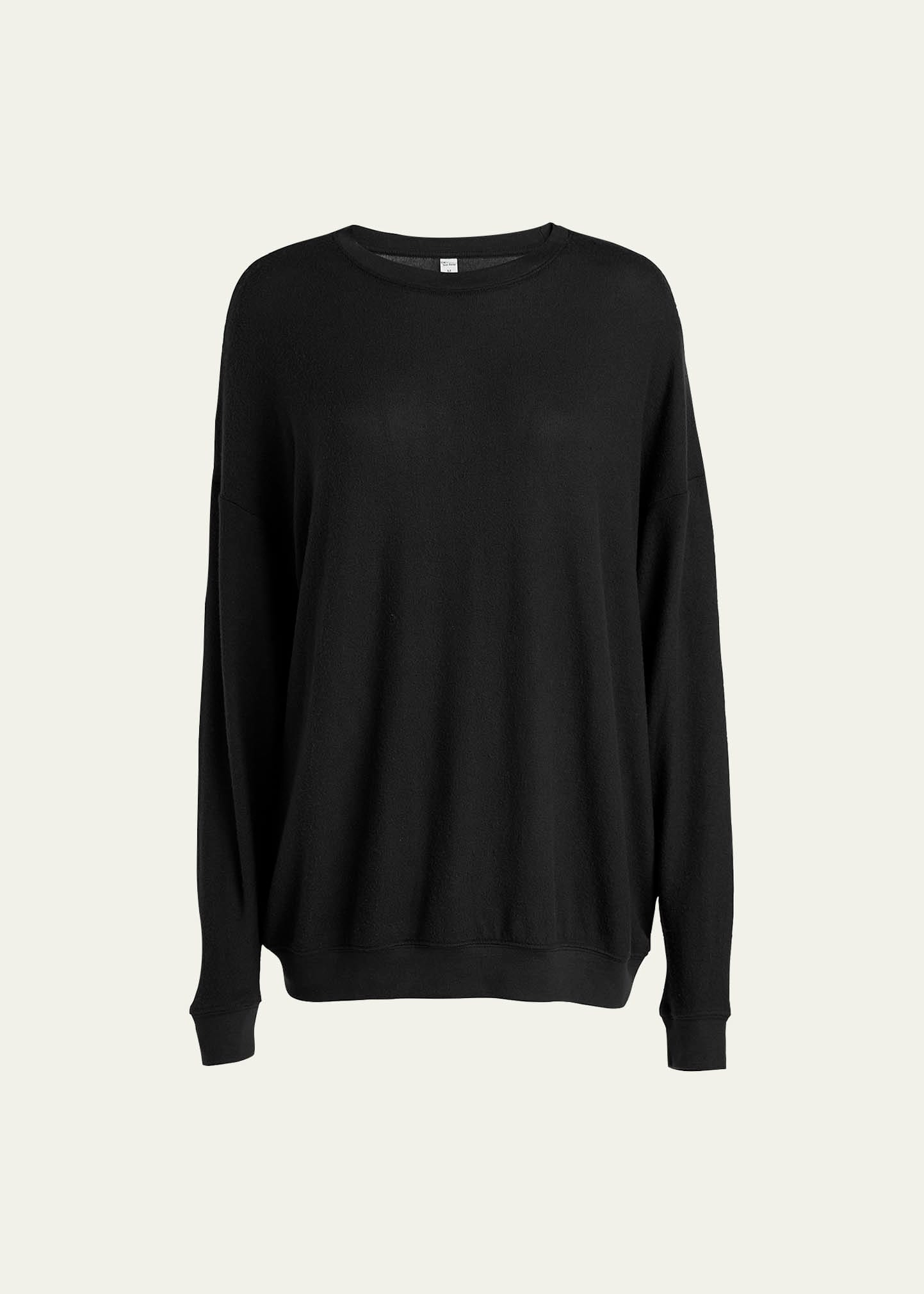 Alo Yoga Soho Crewneck Pullover Sweatshirt In Black