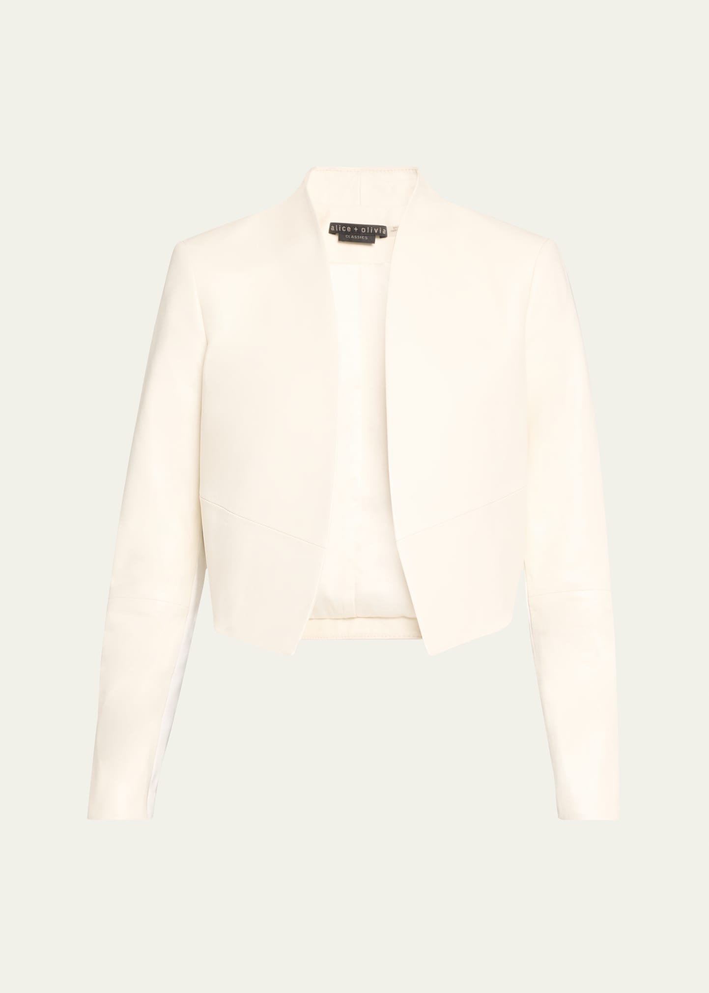 Alice And Olivia Harvey Draped Open-front Leather Jacket In White