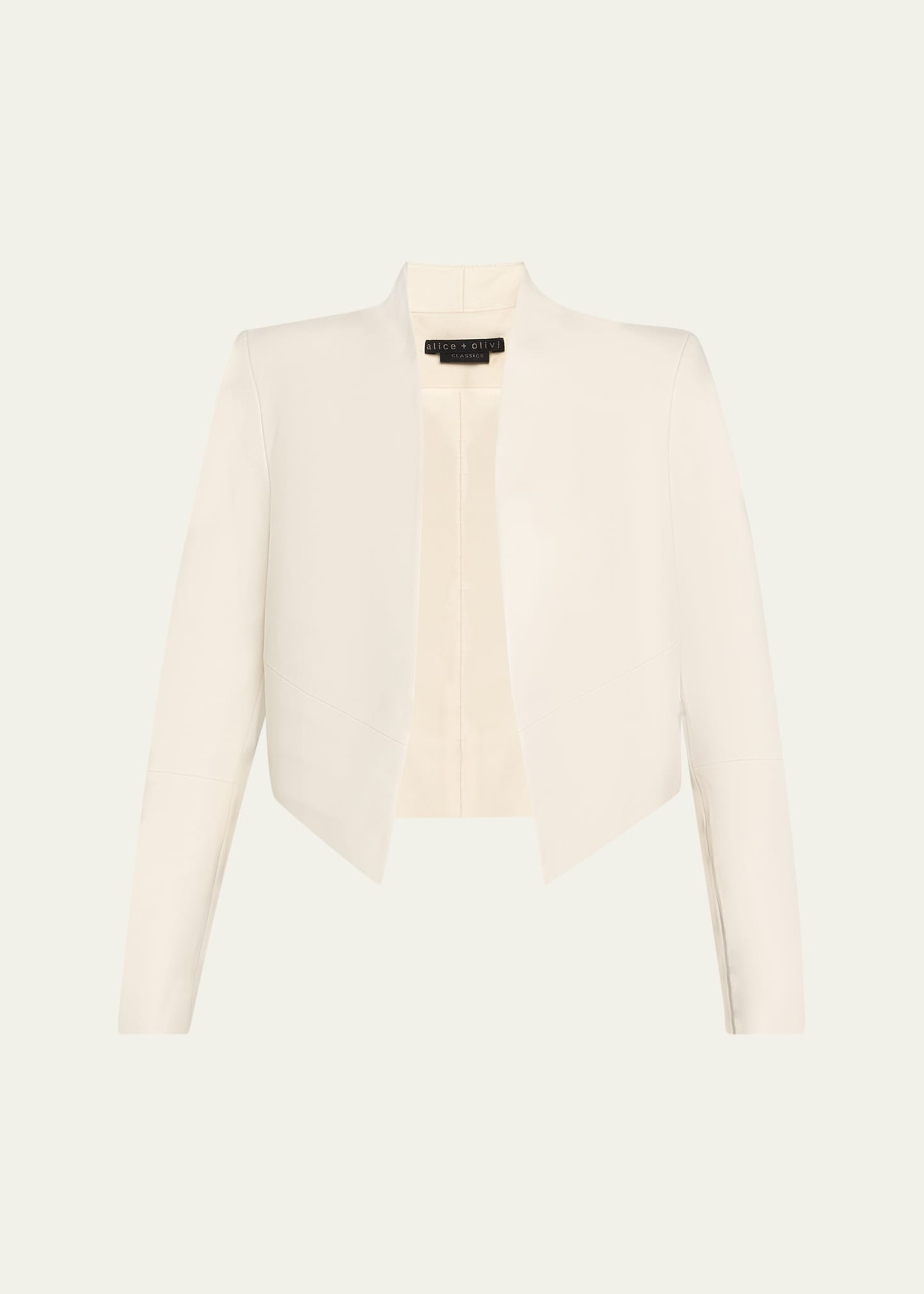 Alice And Olivia Harvey Draped Open-front Leather Jacket In White