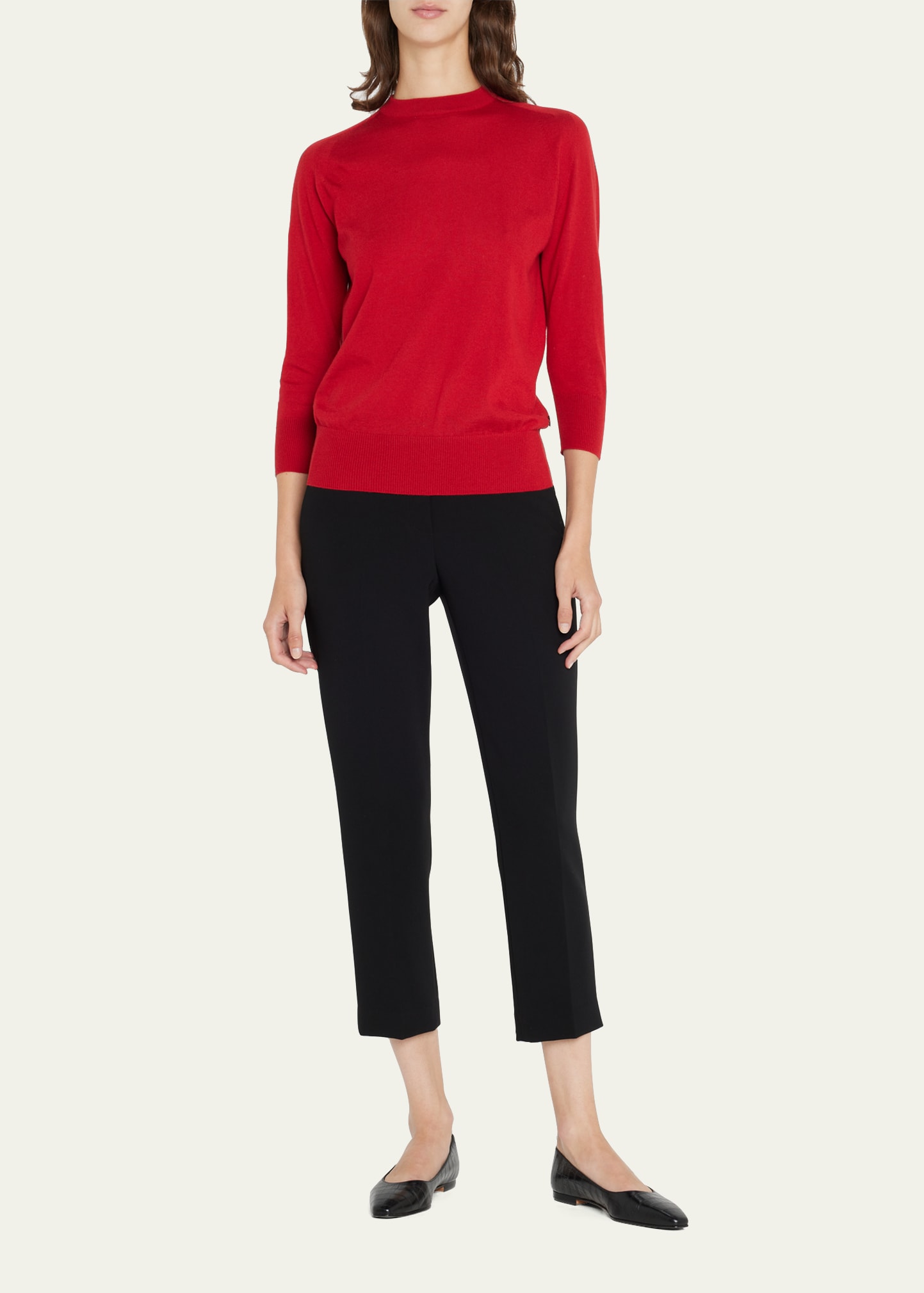 Loro Piana 3/4-sleeve Featherweight Cashmere Sweater In 50jt Tea Leaves