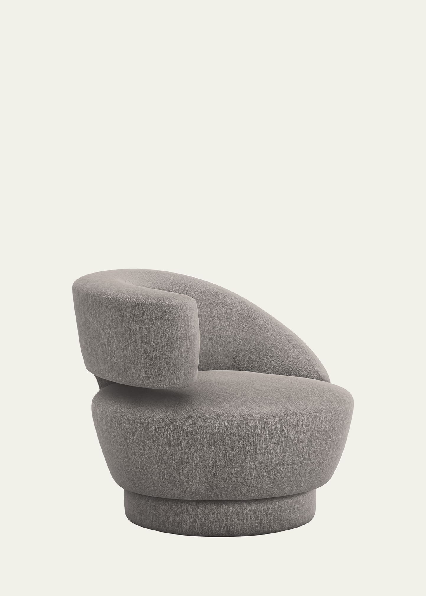 Interlude Home Arabella Left-arm Swivel Chair In Gray Velvet