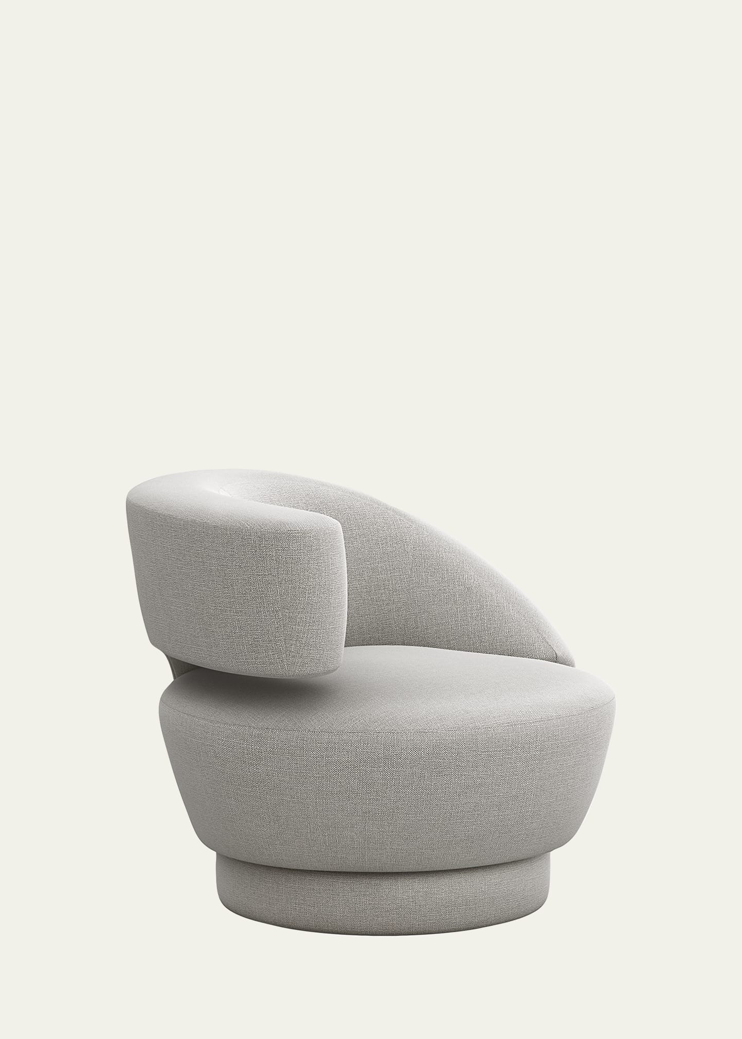 Interlude Home Arabella Left-arm Swivel Chair In Faux Linen Gray