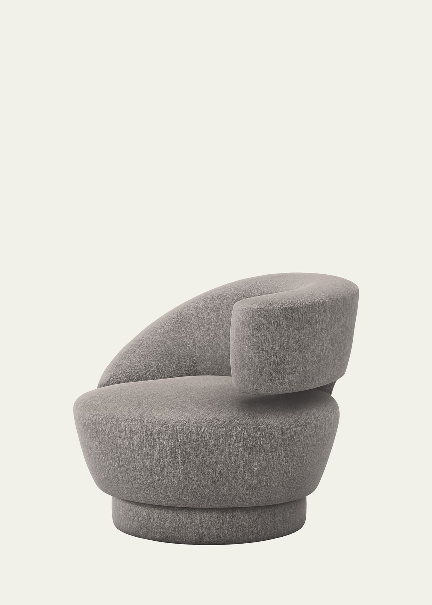 Interlude Home Arabella Right-arm Swivel Chair In Gray Velvet