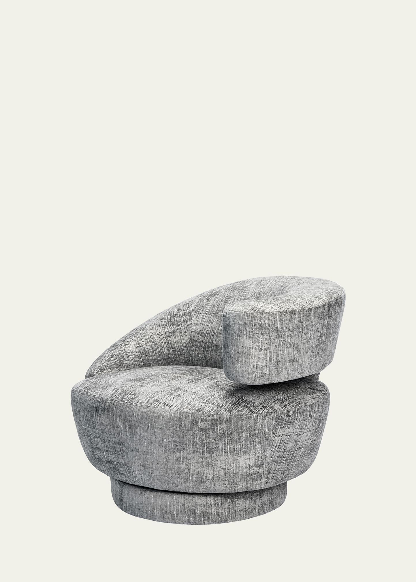 Interlude Home Arabella Right-arm Swivel Chair In Gray Chenille