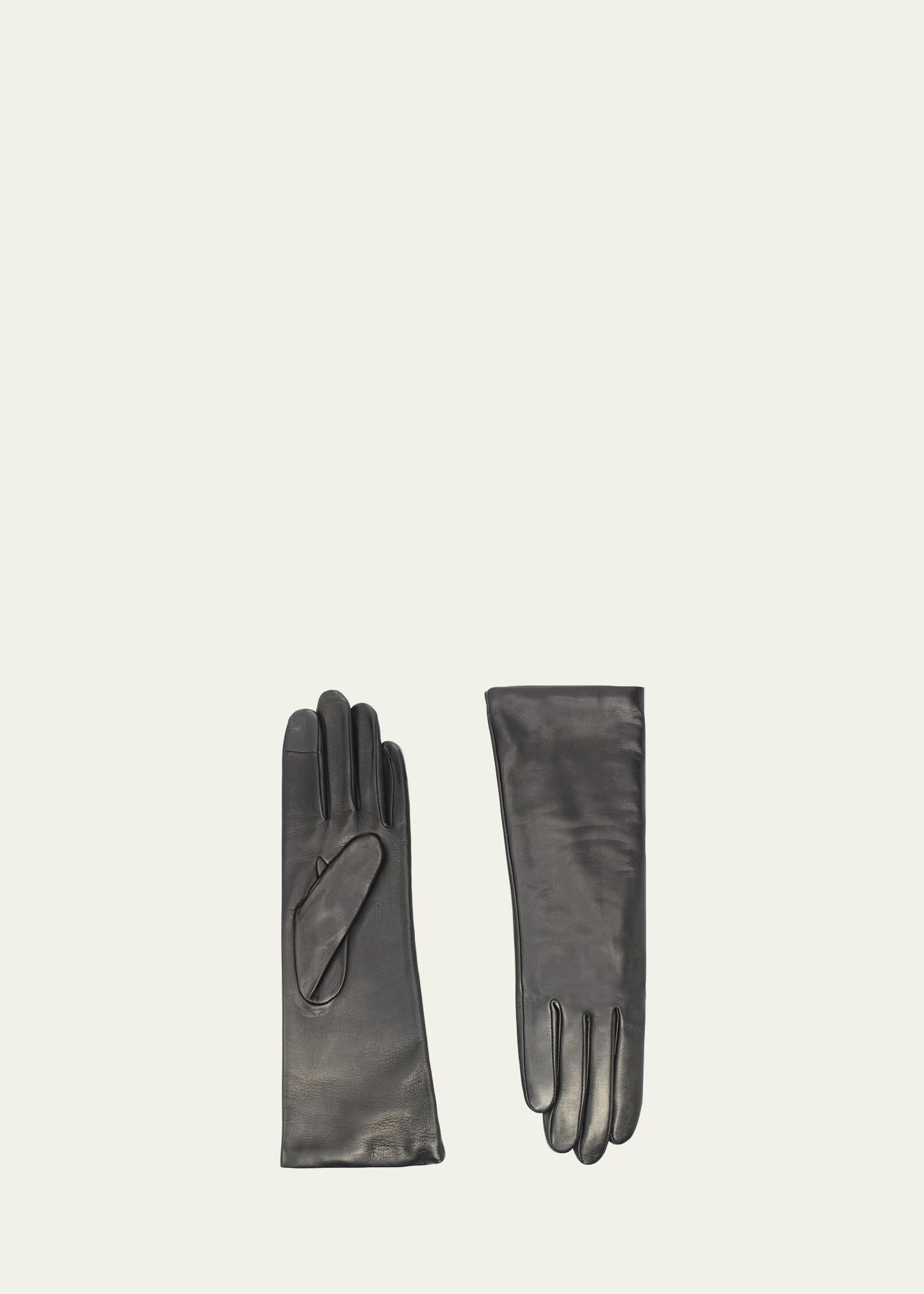 Agnelle Classic Lambskin Leather Gloves In Black