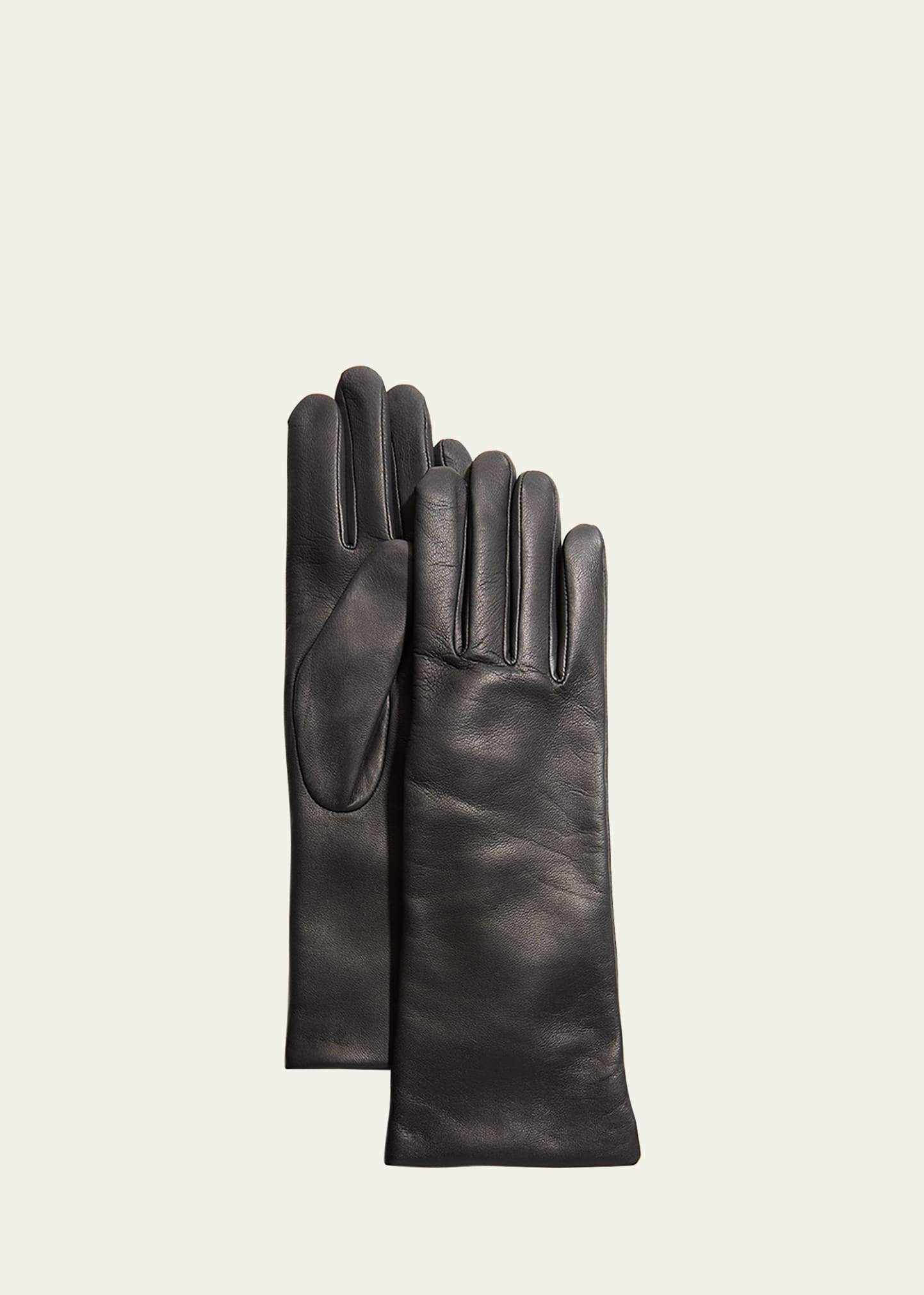 Agnelle Classic Lambskin Leather Gloves In Gray