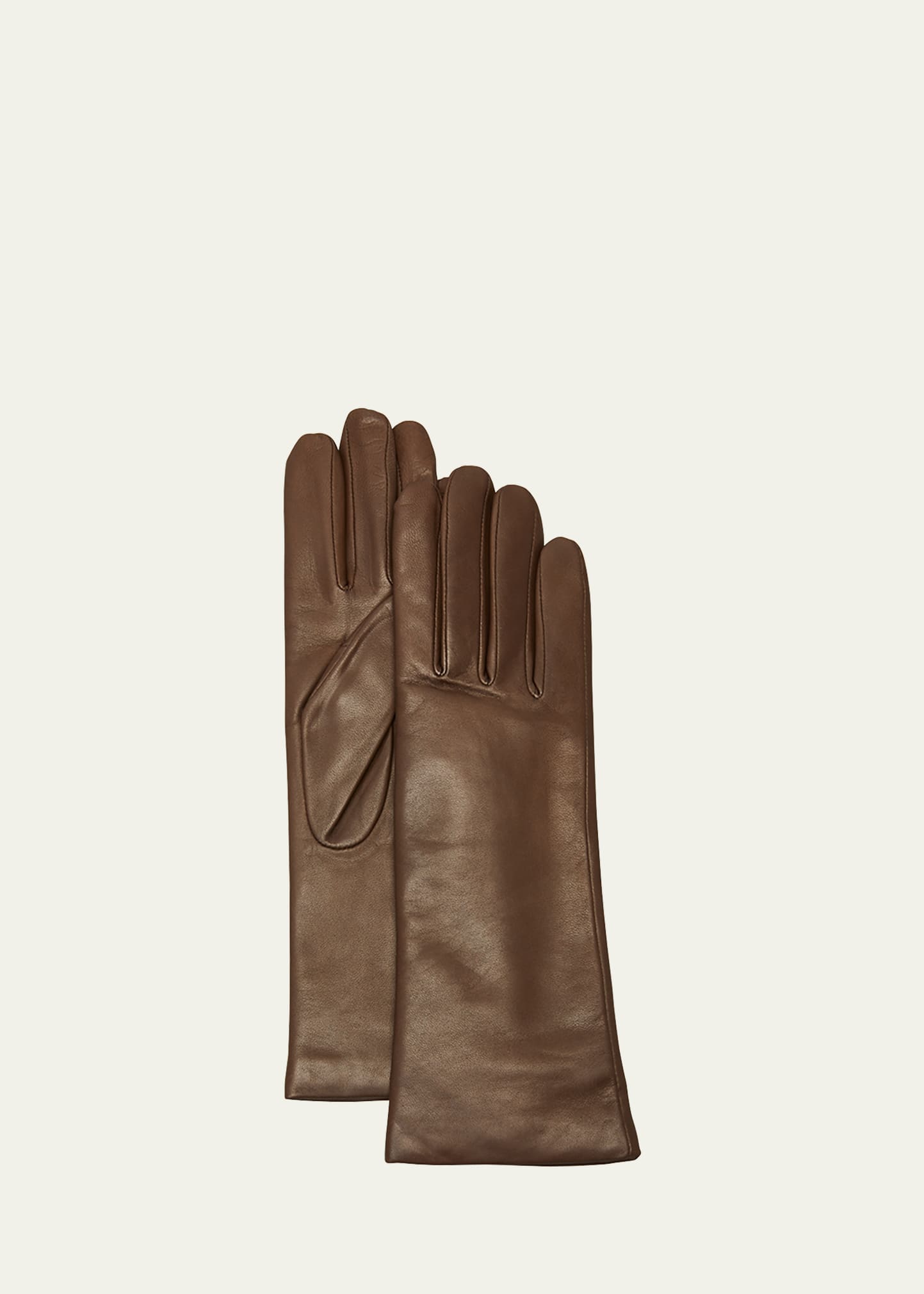 Shop Agnelle Classic Lambskin Leather Gloves In Tourbe