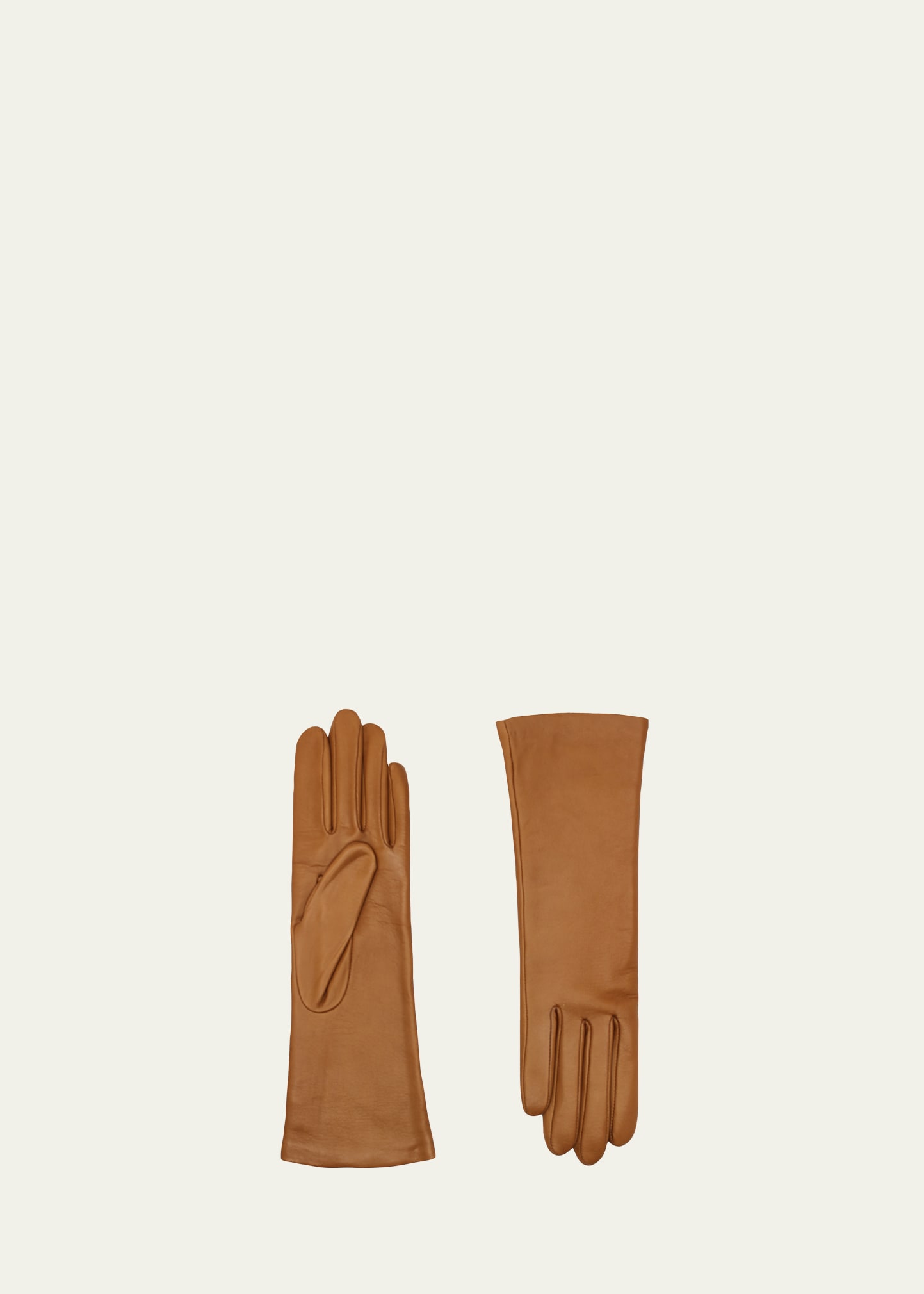 Agnelle Classic Lambskin Leather Gloves In Medium Brown
