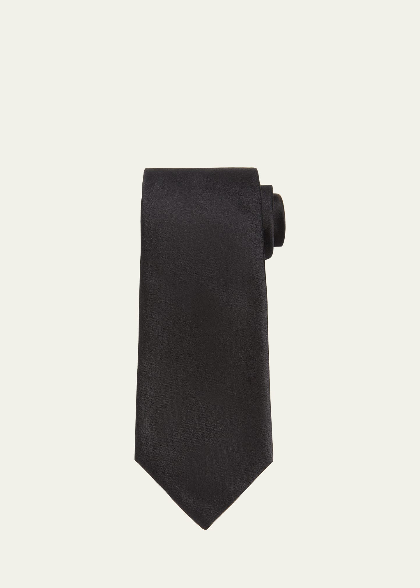 Charvet Men's Solid Satin Silk Tie In Black