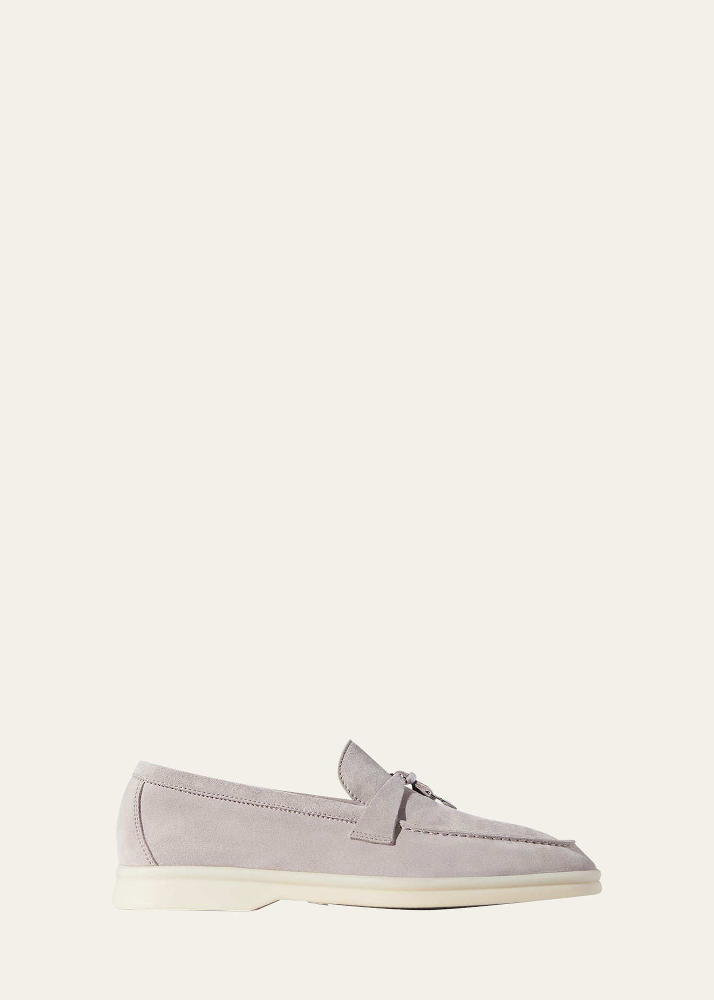 Loro Piana Summer Charms Walk Suede Loafers In Mc51 Pearl Grey