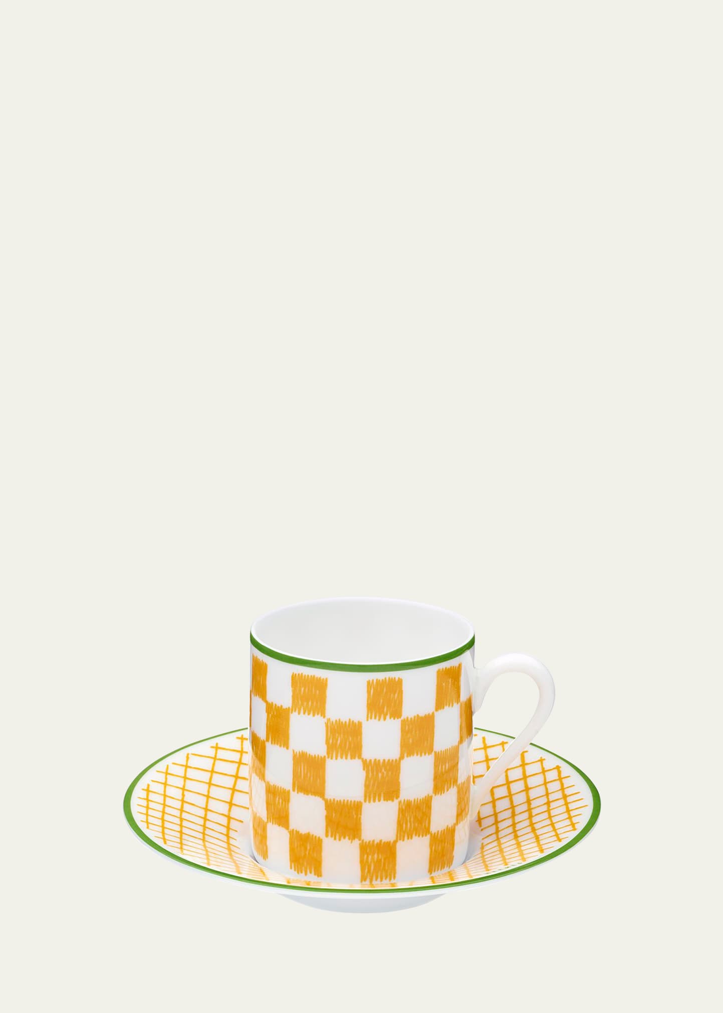 Shop Hermes A Walk In The Garden Coffee Cup & Saucer In Yellow Pattern