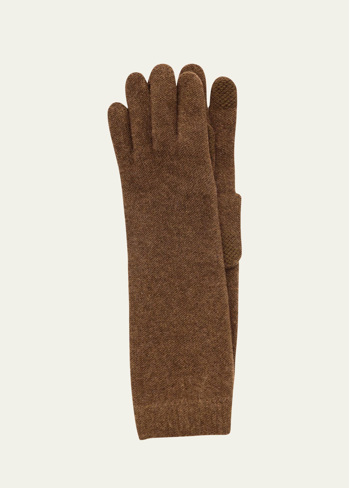 Portolano Long Cashmere Tech Gloves In Medium Brown