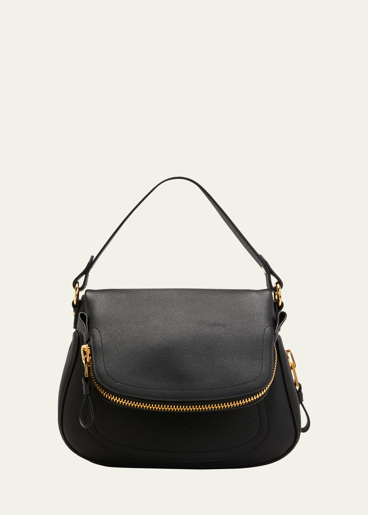 Tom Ford Jennifer Medium Grained Leather Shoulder Bag In Black