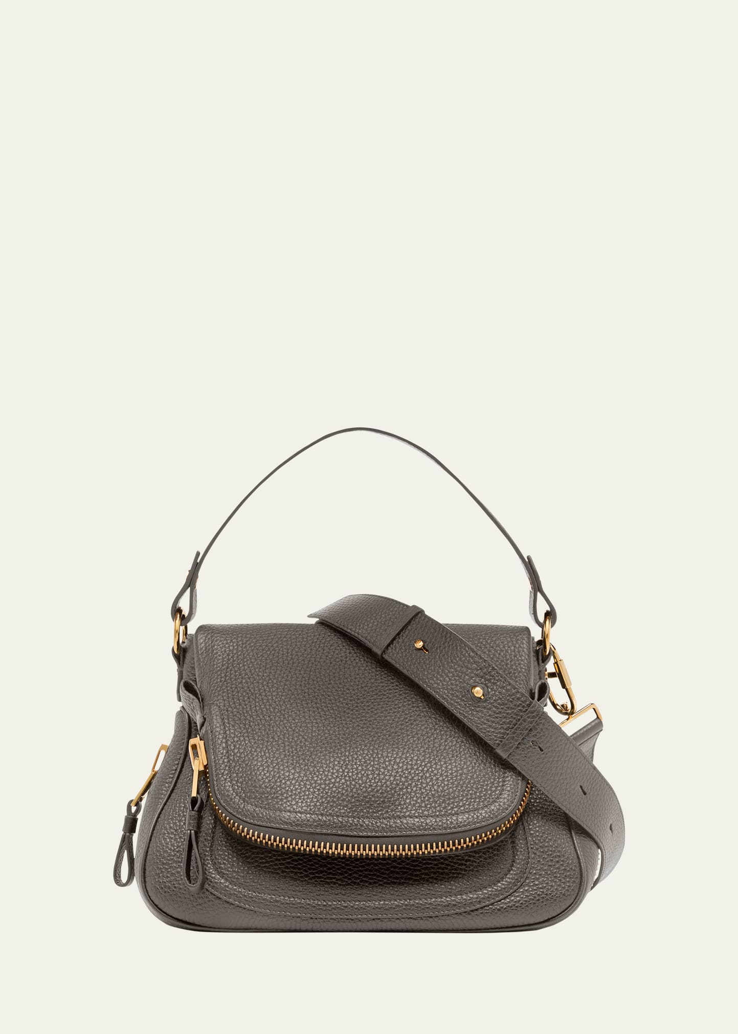 Tom Ford Jennifer Medium Grained Leather Shoulder Bag In Graphite