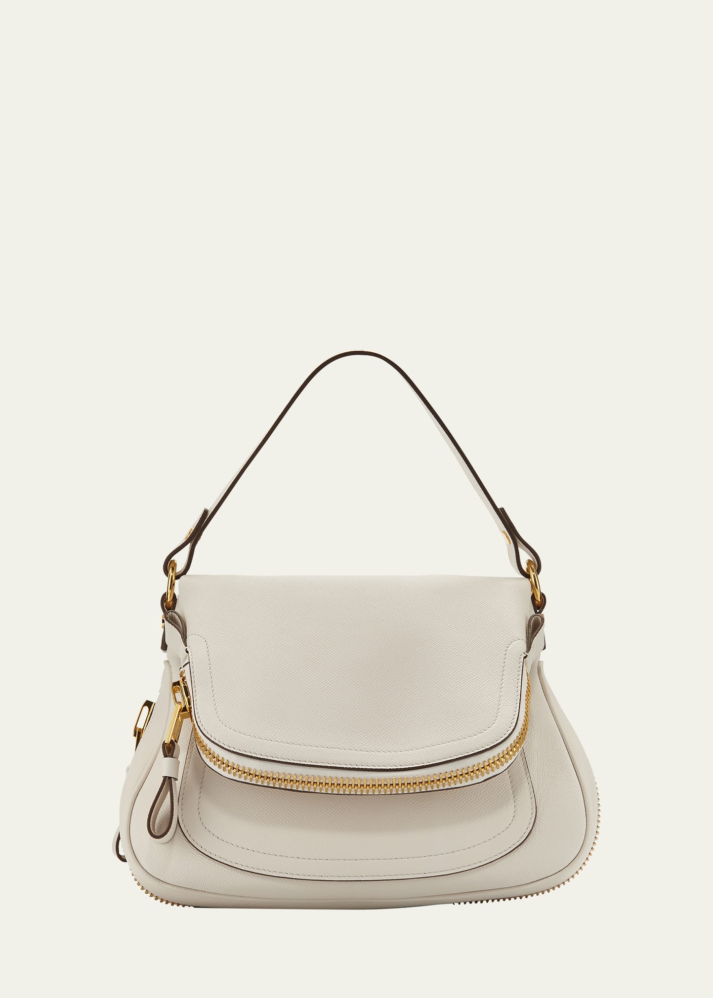 Tom Ford Jennifer Medium Grained Leather Shoulder Bag In Chalk