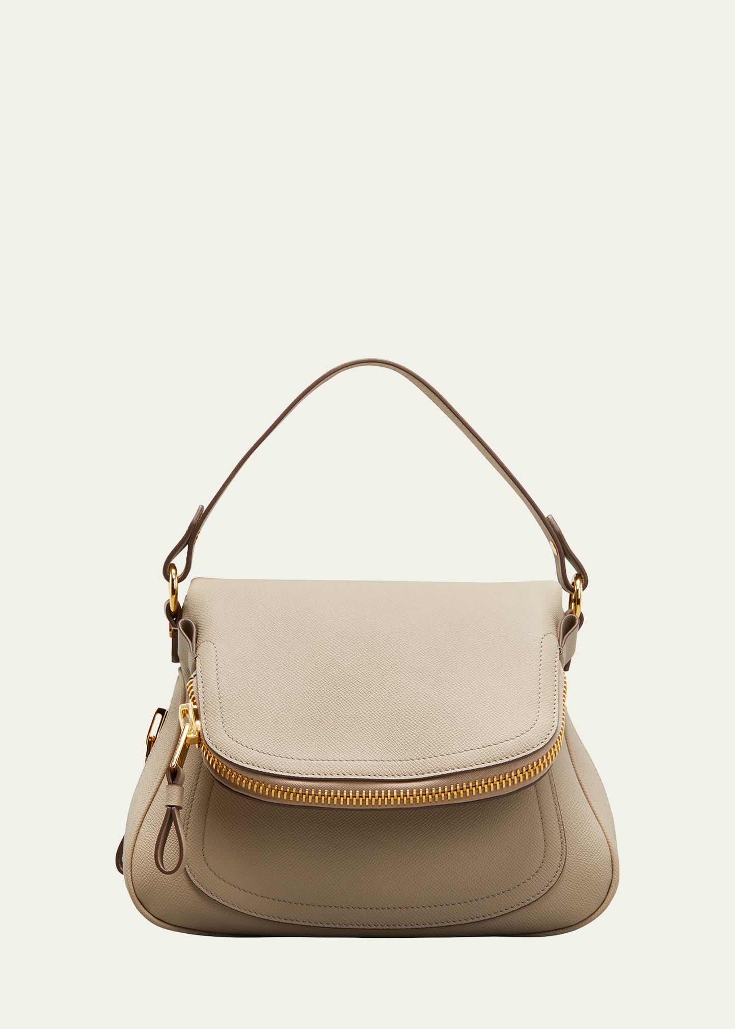 Tom Ford Jennifer Medium Grained Leather Shoulder Bag In Silk Taupe