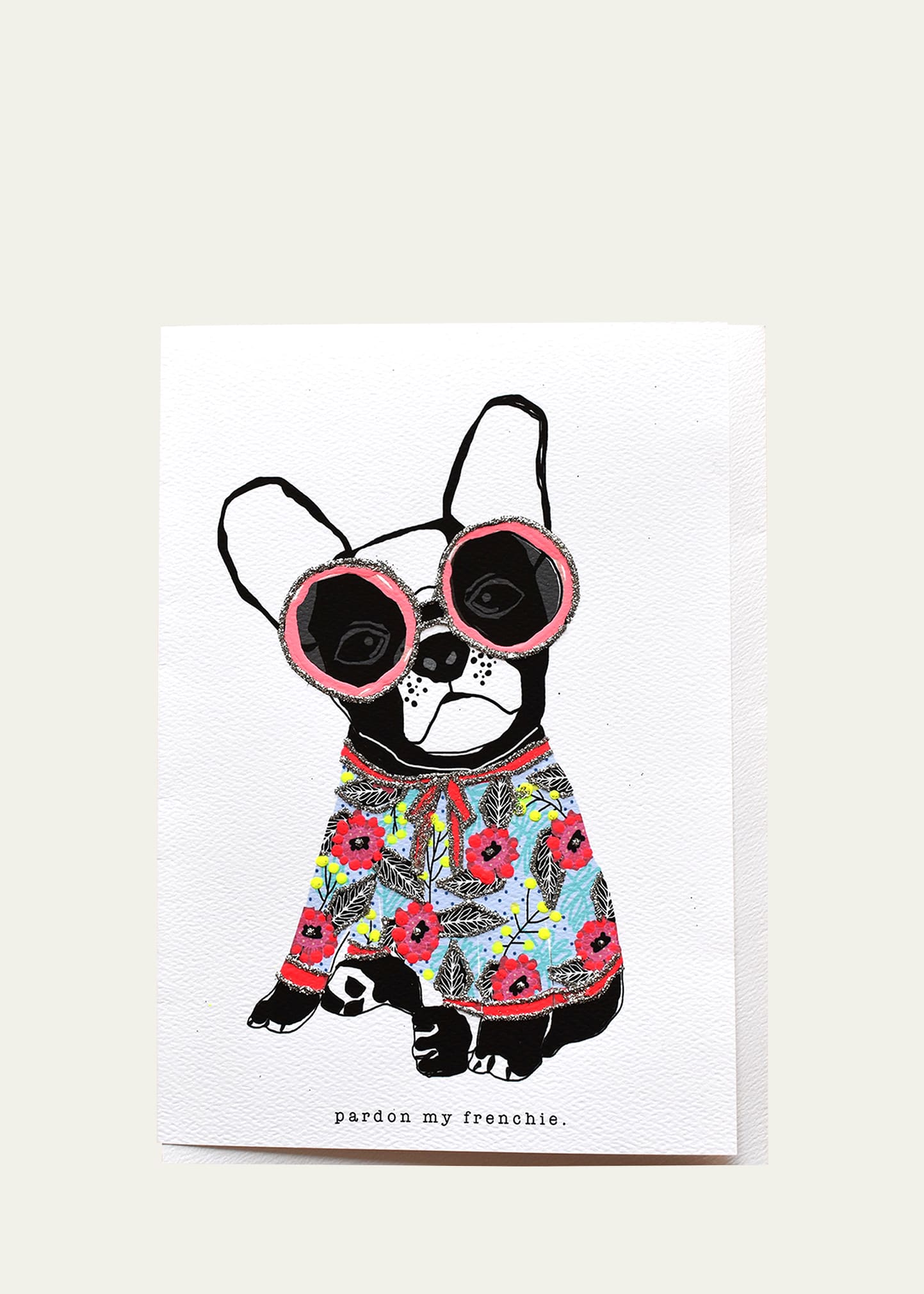 Verrier Pardon My Frenchie Folded Paper Card In Multi