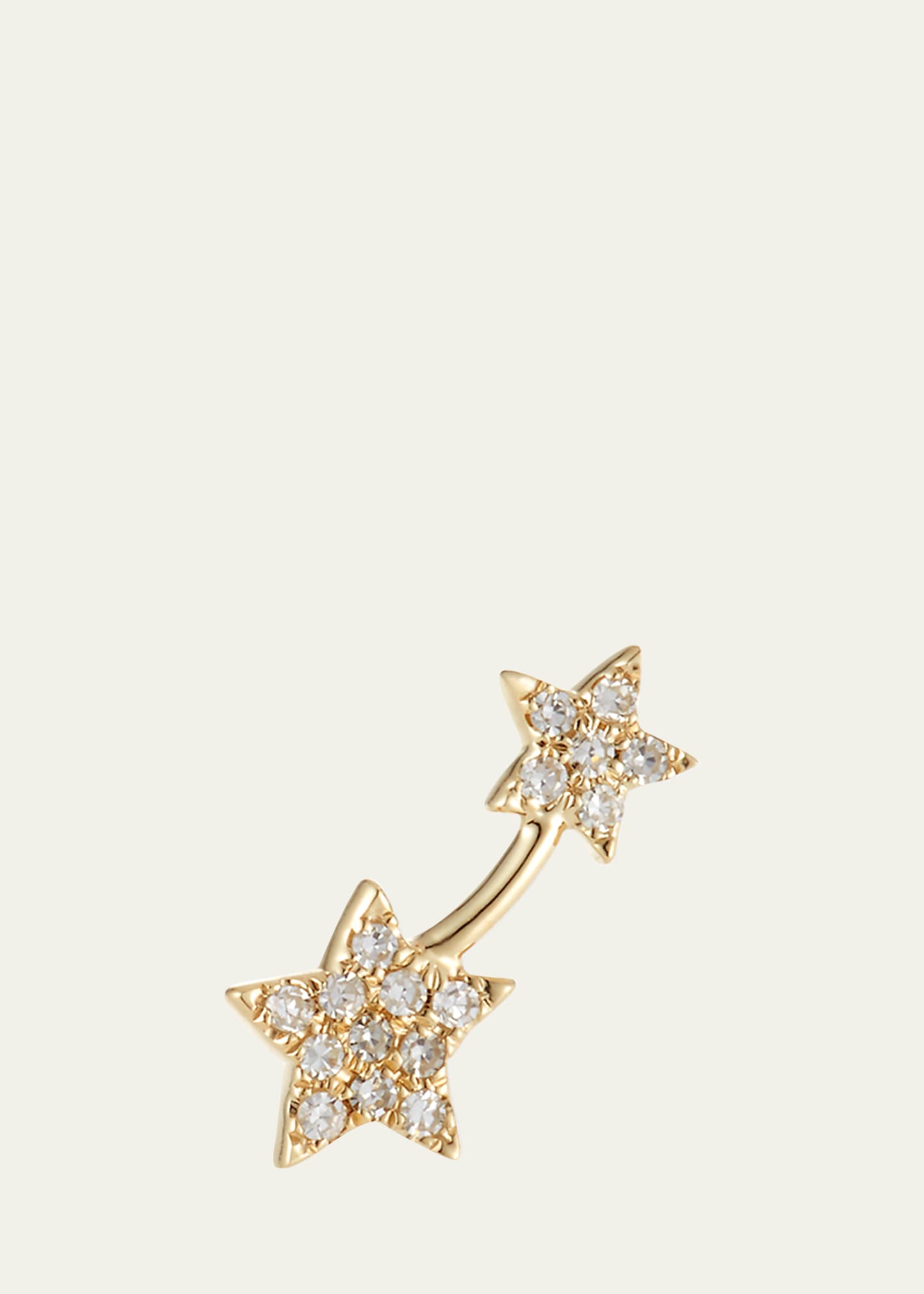 EF Collection 14k Gold Diamond Double-Star Single Earring (Left)