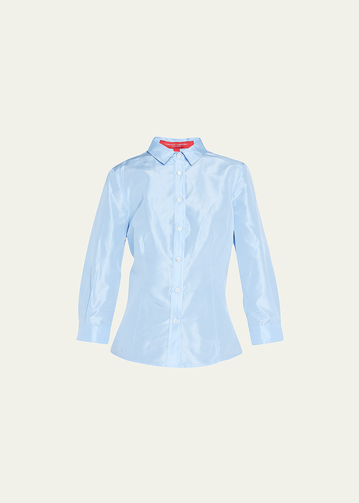 Carolina Herrera Taffeta Button-front Shirt In Cobalt