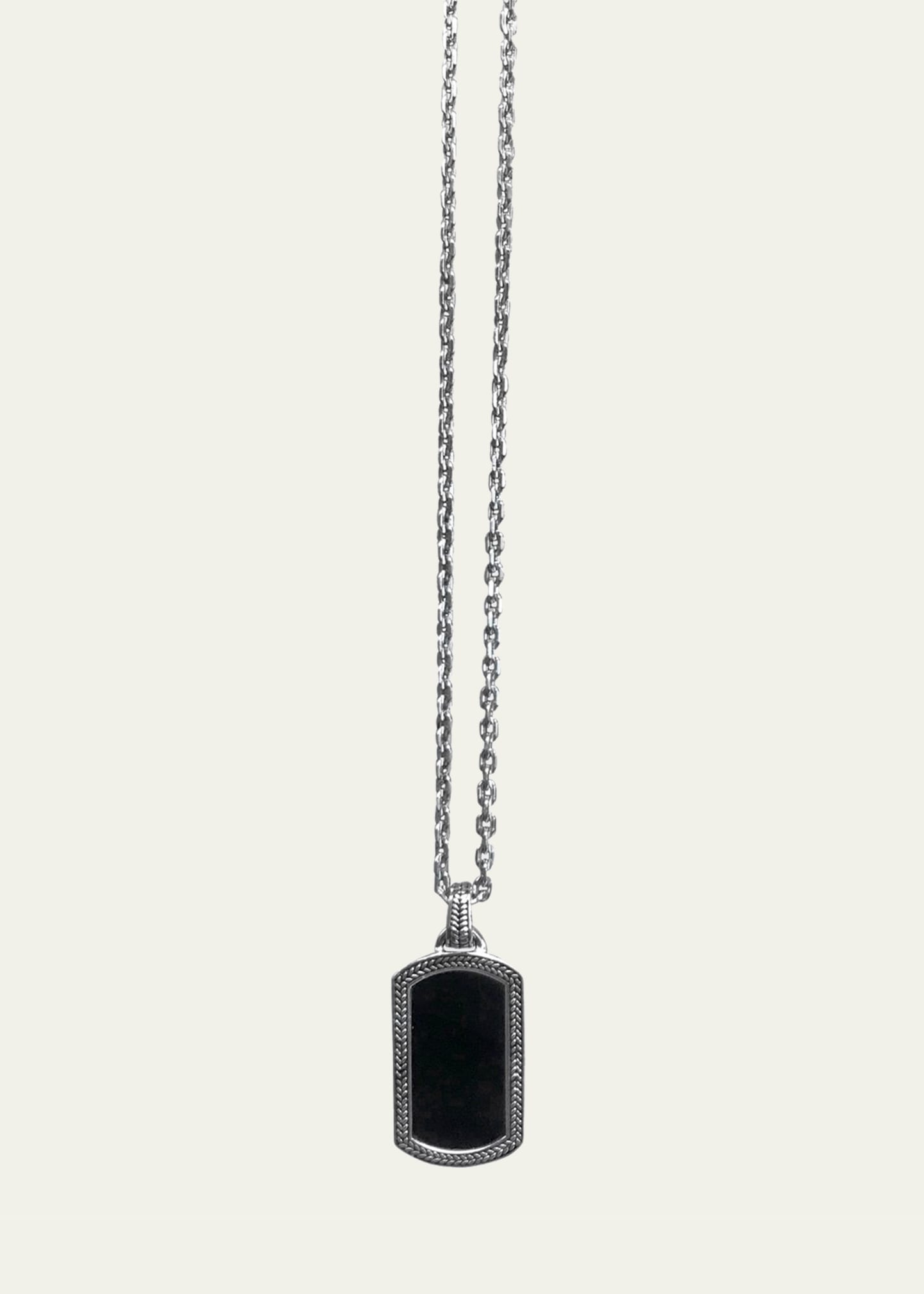 Men's Onyx Dog Tag Necklace, 20"