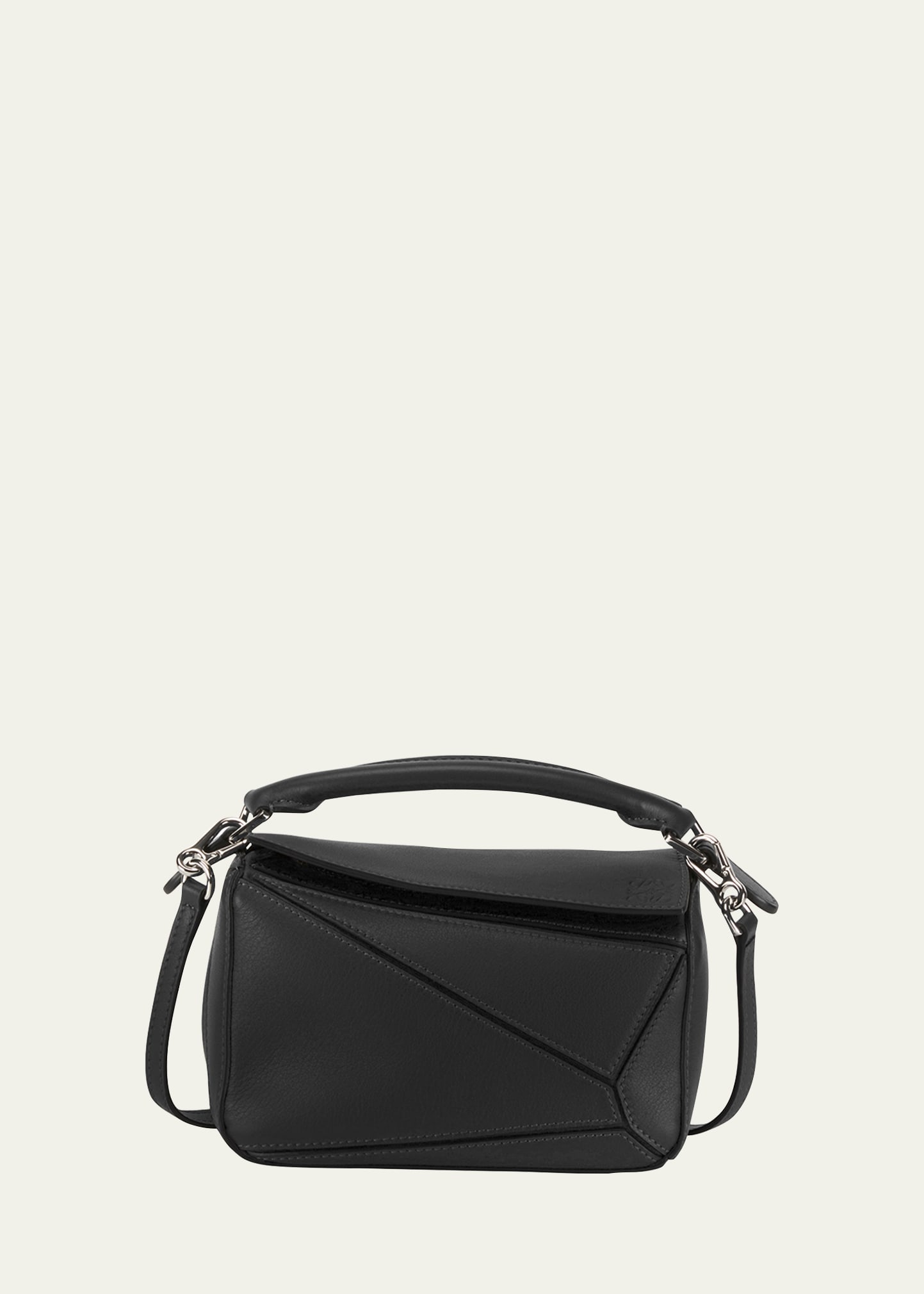 Shop Loewe Puzzle Mini Top-handle Bag In Leather In Black