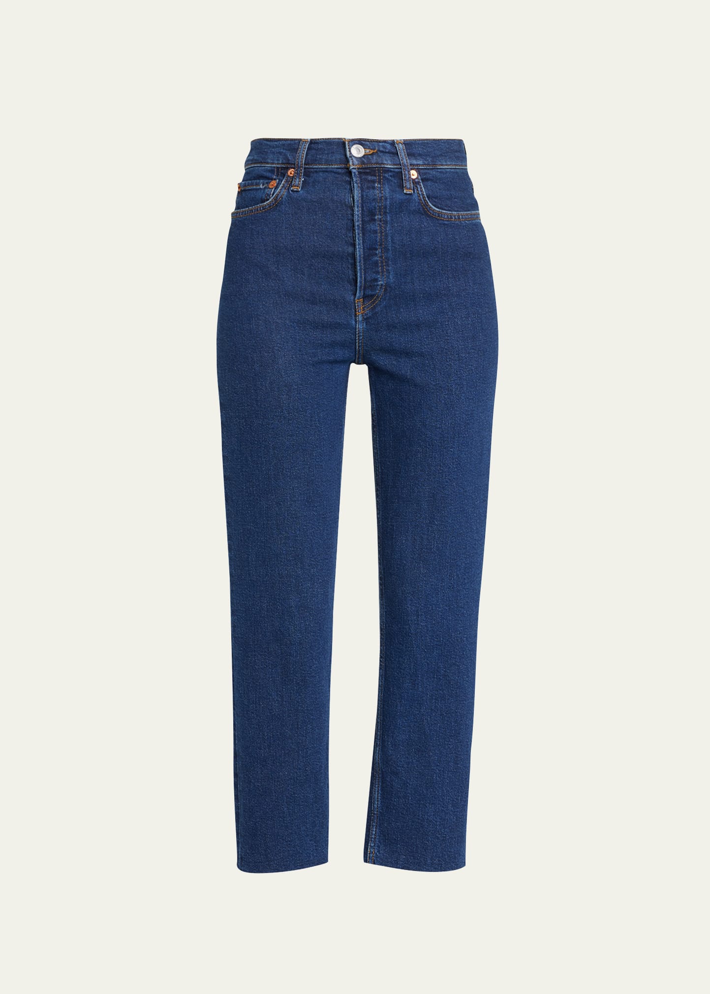 RE/DONE High-Rise Stovepipe Jeans with Raw-Edge Hem