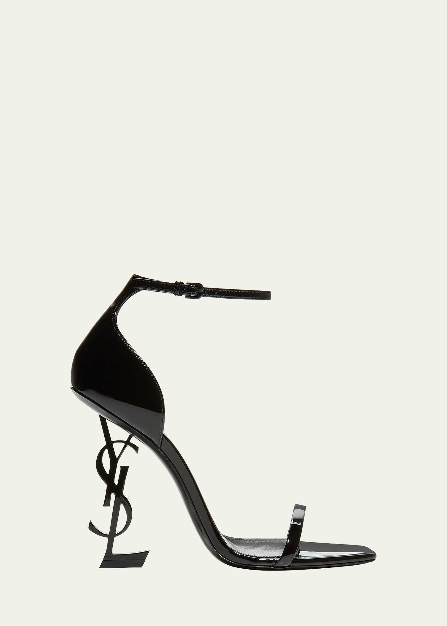 Saint Laurent Opyum Ysl Logo-heel Sandals With Black Hardware In Black