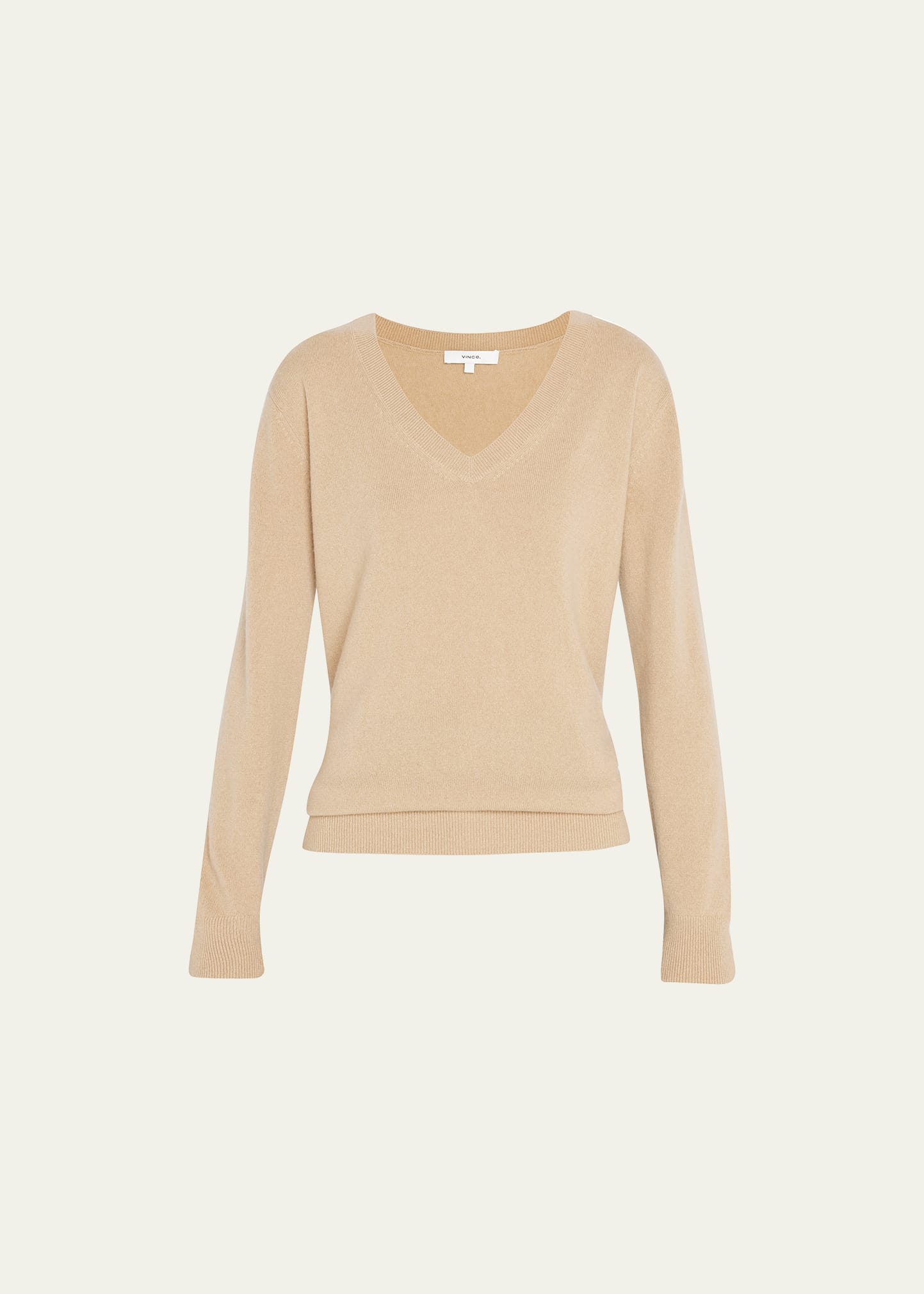 Vince Weekend V-neck Cashmere Sweater In Camel