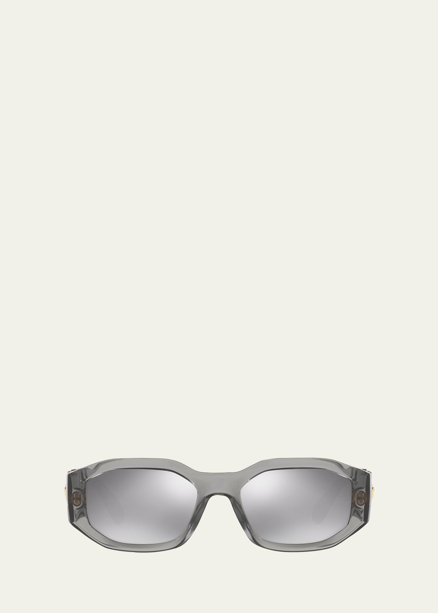 Versace Chunky Rectangle Sunglasses W/ Logo Disc Arms In Gray